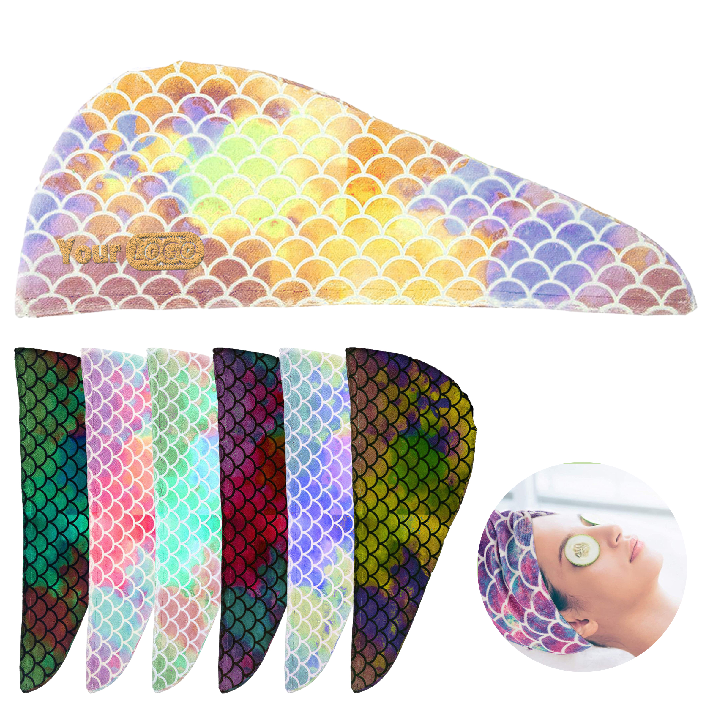 High-Quality Microfiber Material Mermaid-Patterned Quick-Dry Hair Turban 1