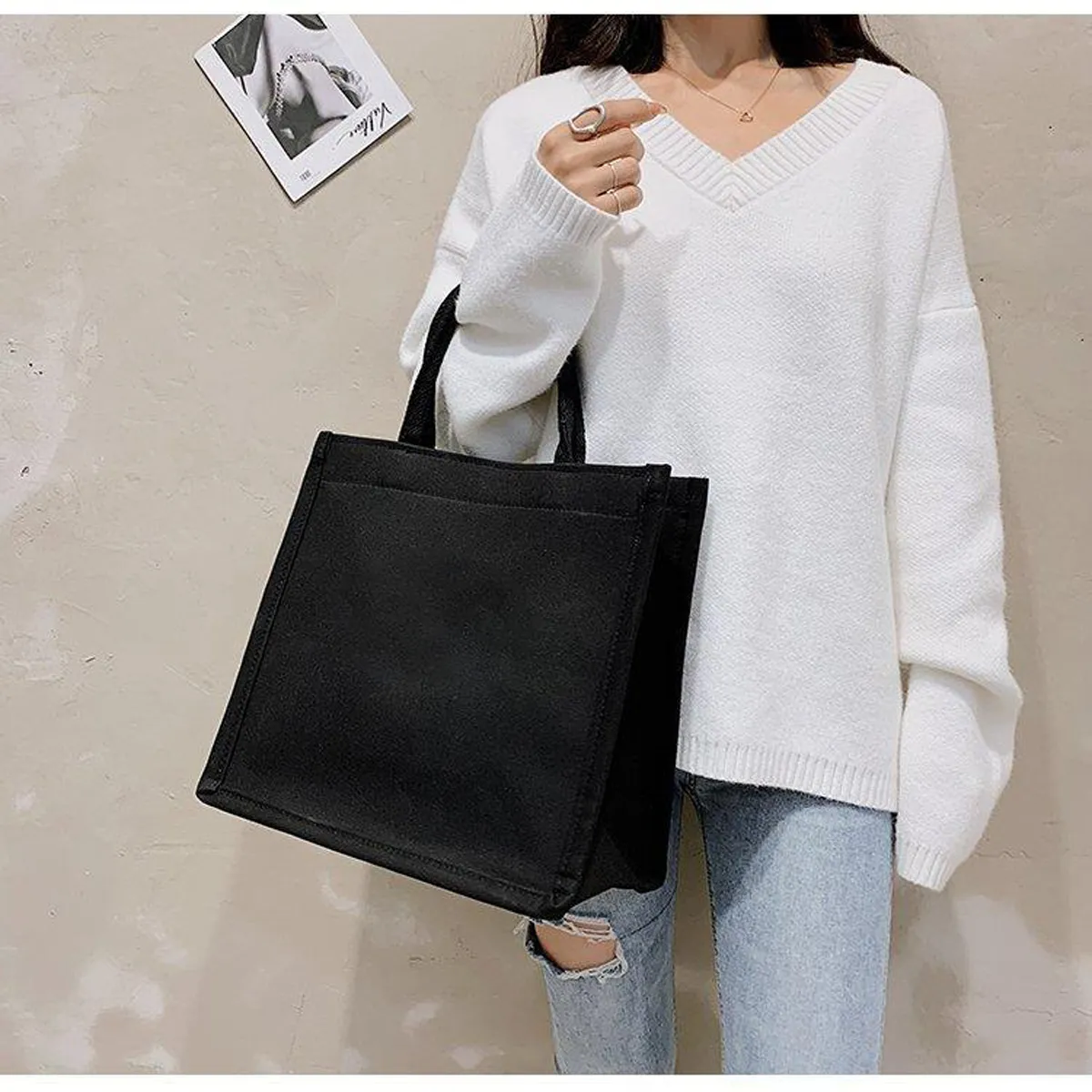Customization Large Capacity Minimalist Canvas Tote Bag 5