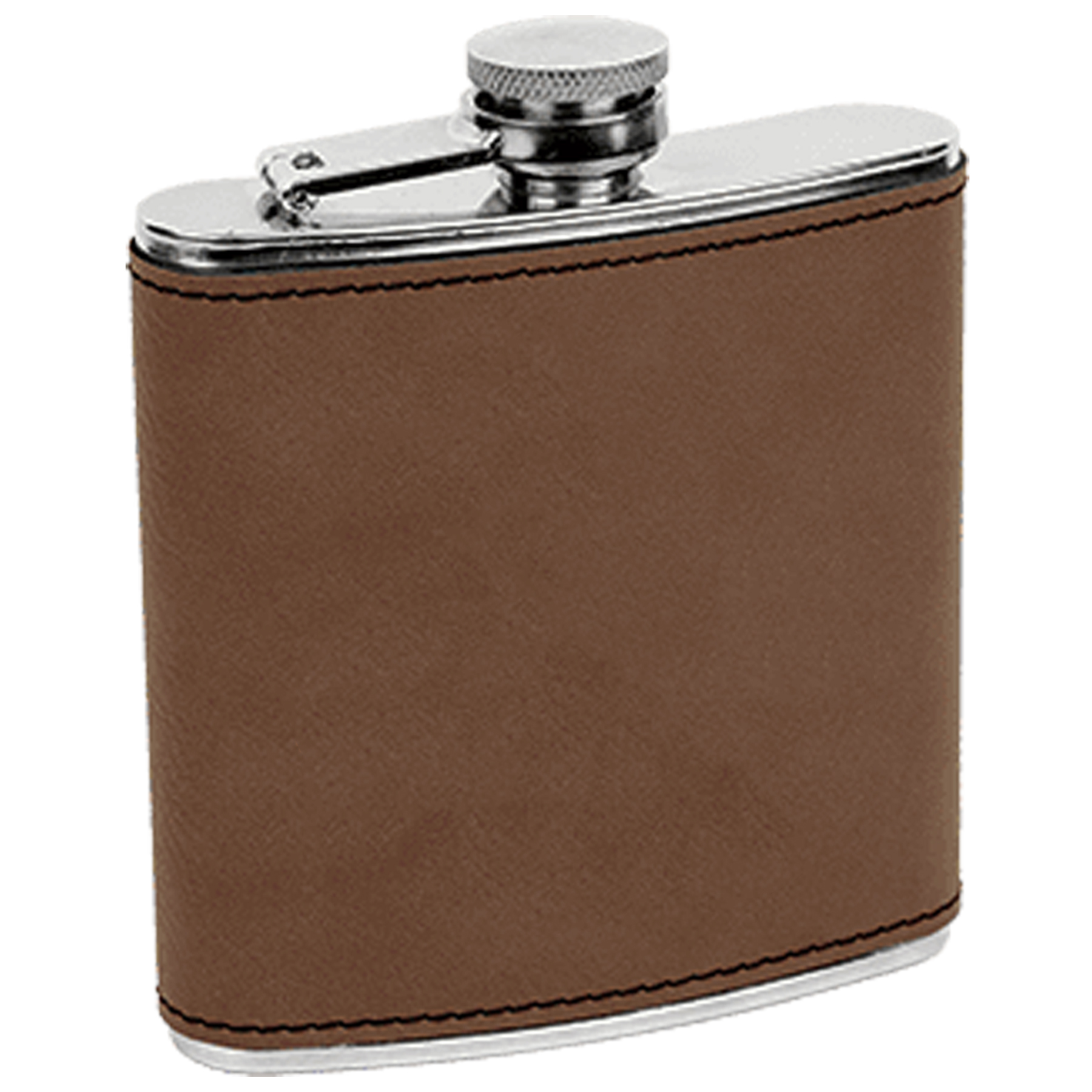 Dark Brown Leatherette Stainless Steel Flask, custom water bottle with logo imprint 3