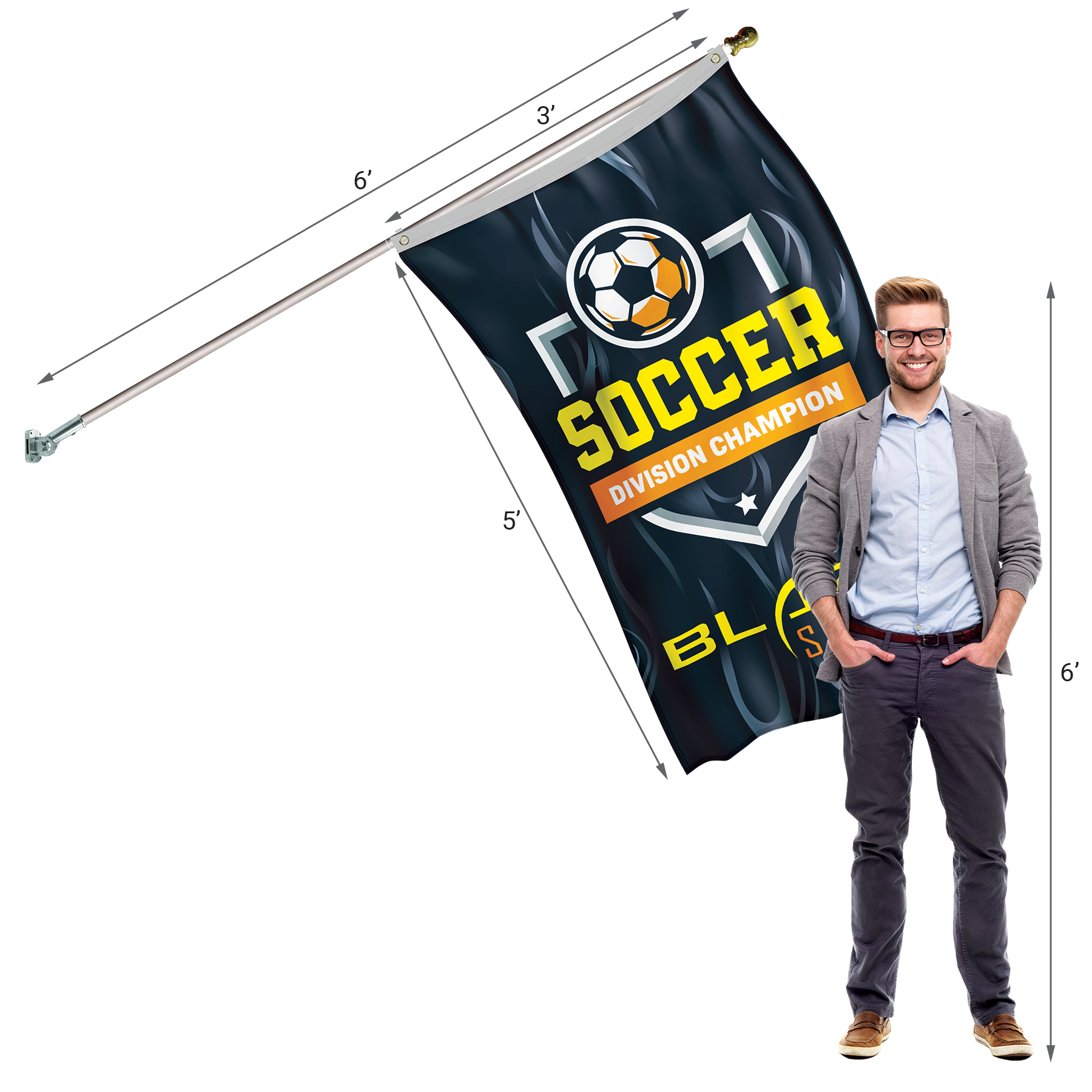 Banner Kit with 3' x 5' Flag and Silver Bracket 6
