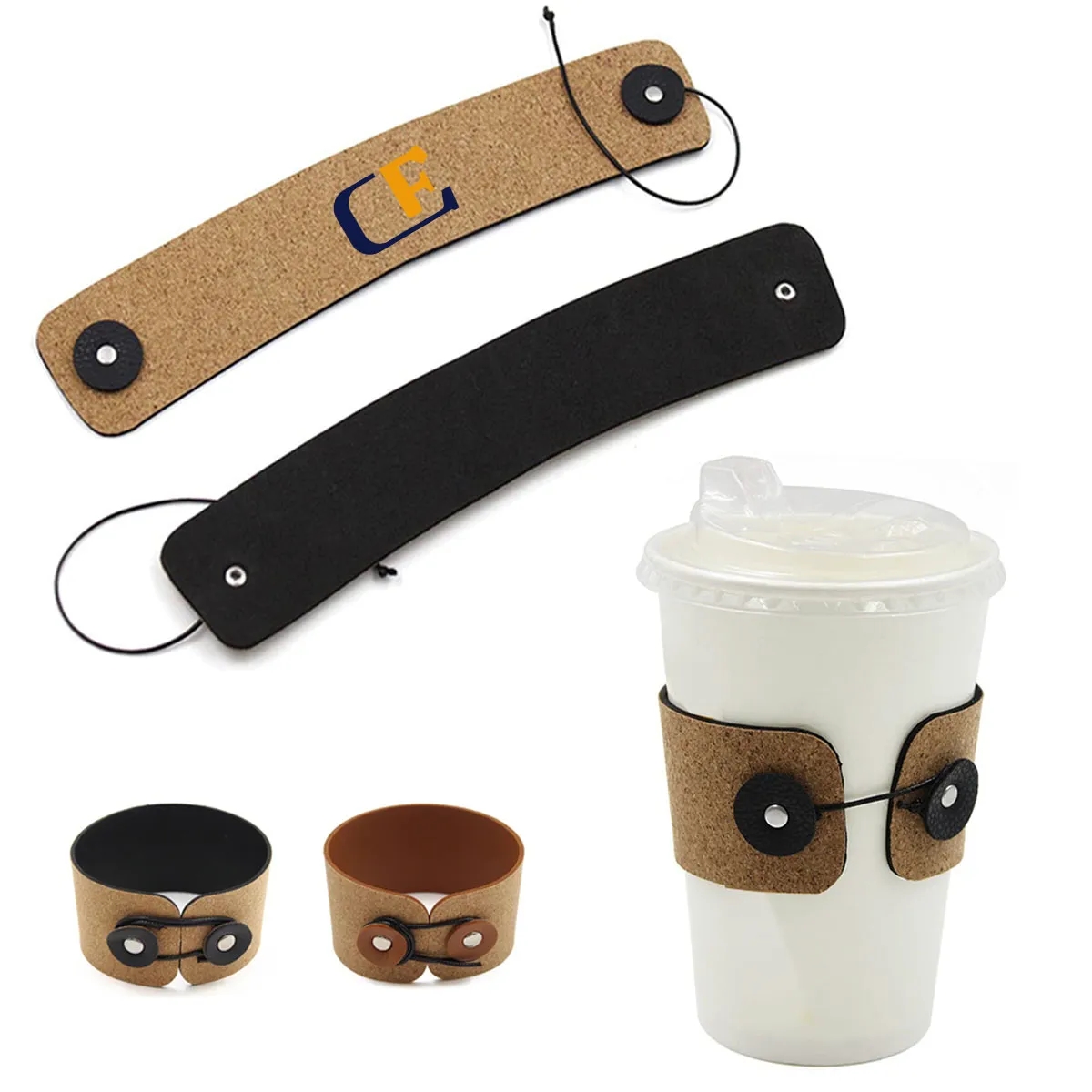 Cork PU-Leather Coffee Cup Sleeves 6