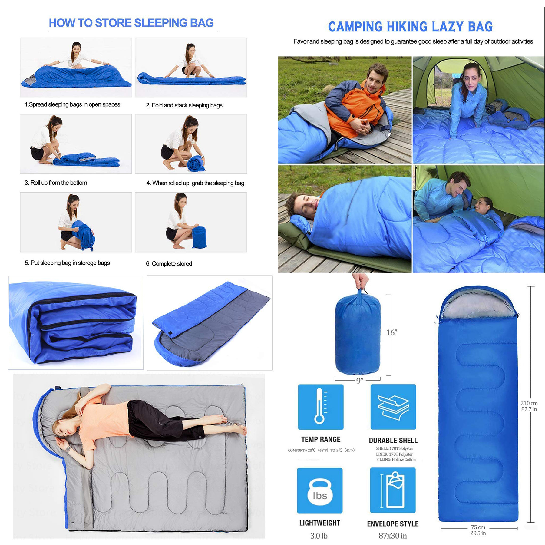 Lightweight 3 Season Weather Sleep Bags 2