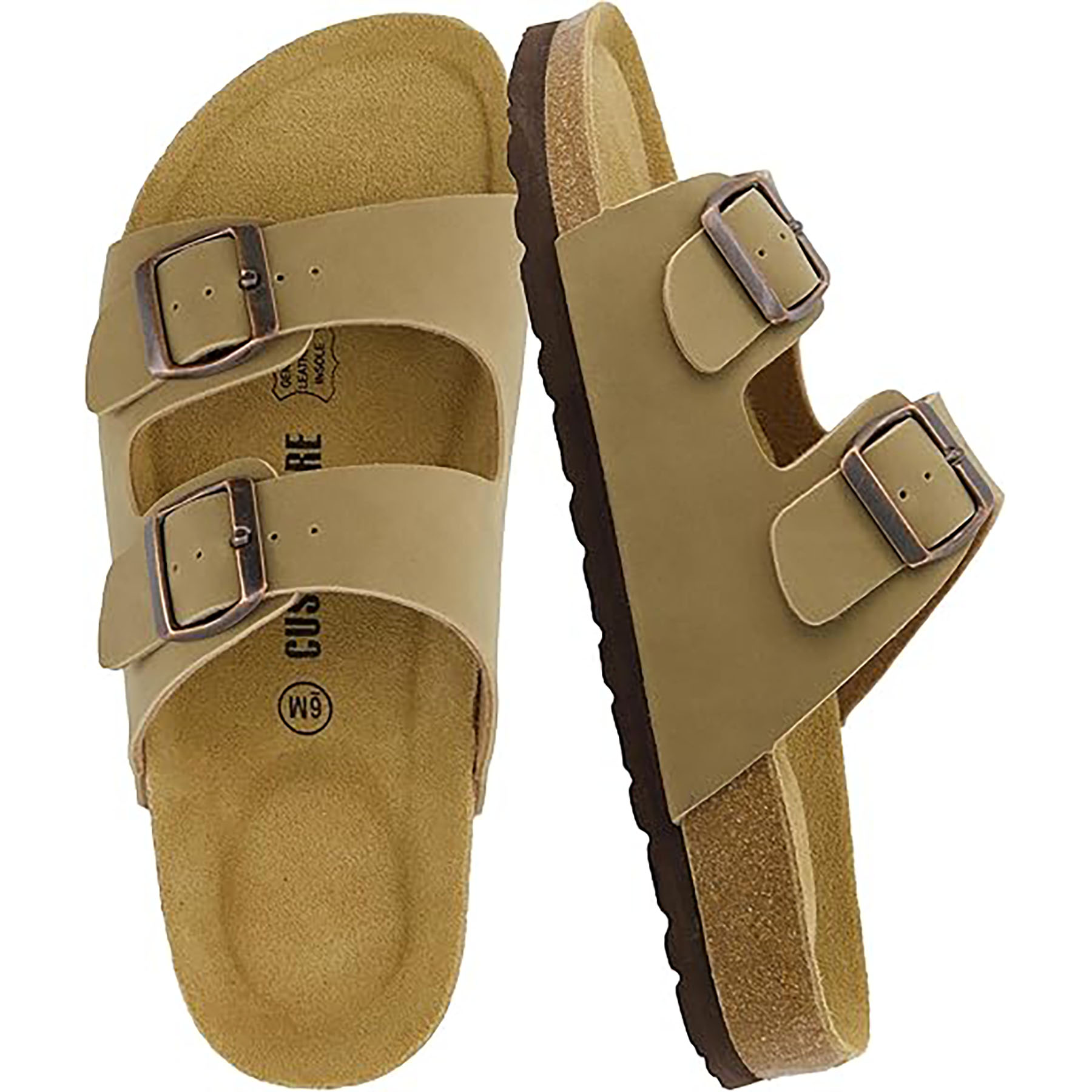 Button StyleSliding Design Soft Leather Shoe Bed Style Women Sandals 10