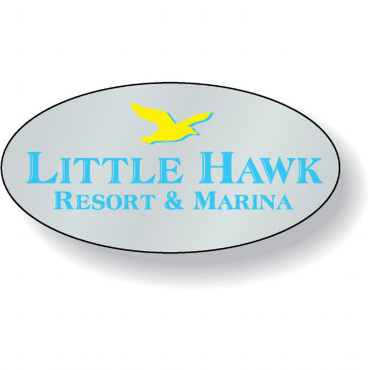 Dull Silver Foil Paper Flexo-Printed Stock Oval Roll Labels (0.875"x1.75")