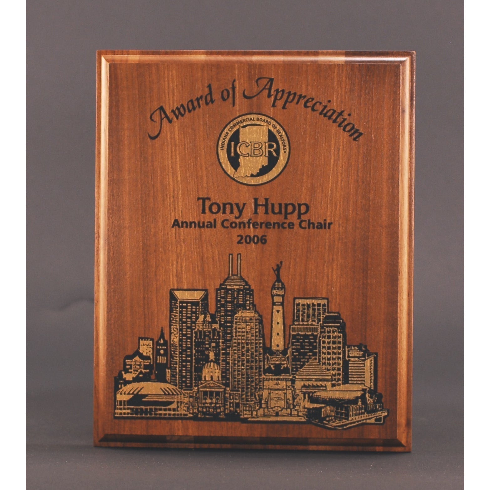 Walnut Plaque With Foil Highlights 1