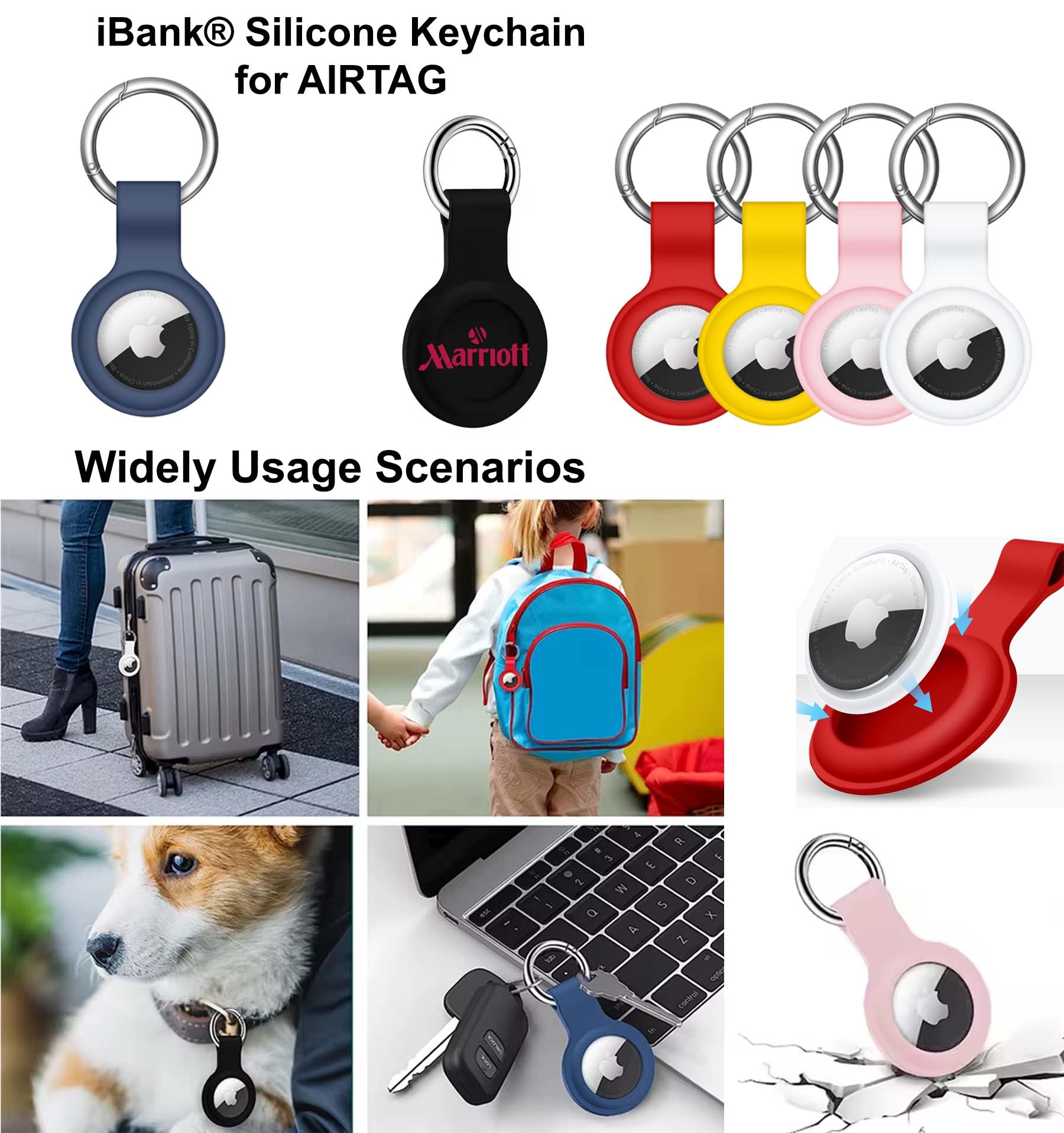 iBank ® Silicone Keychain compatible with AIRTAG 1