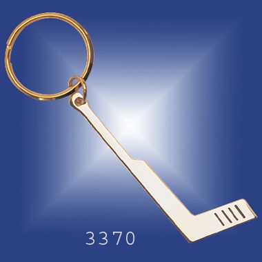 GOLD PLATED HOCKEY STICK KEYRING 2