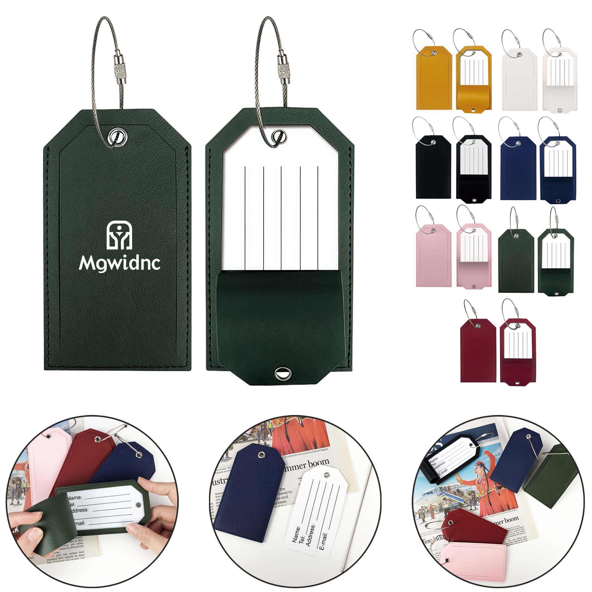 Metal Lanyard Leather Luggage Tag