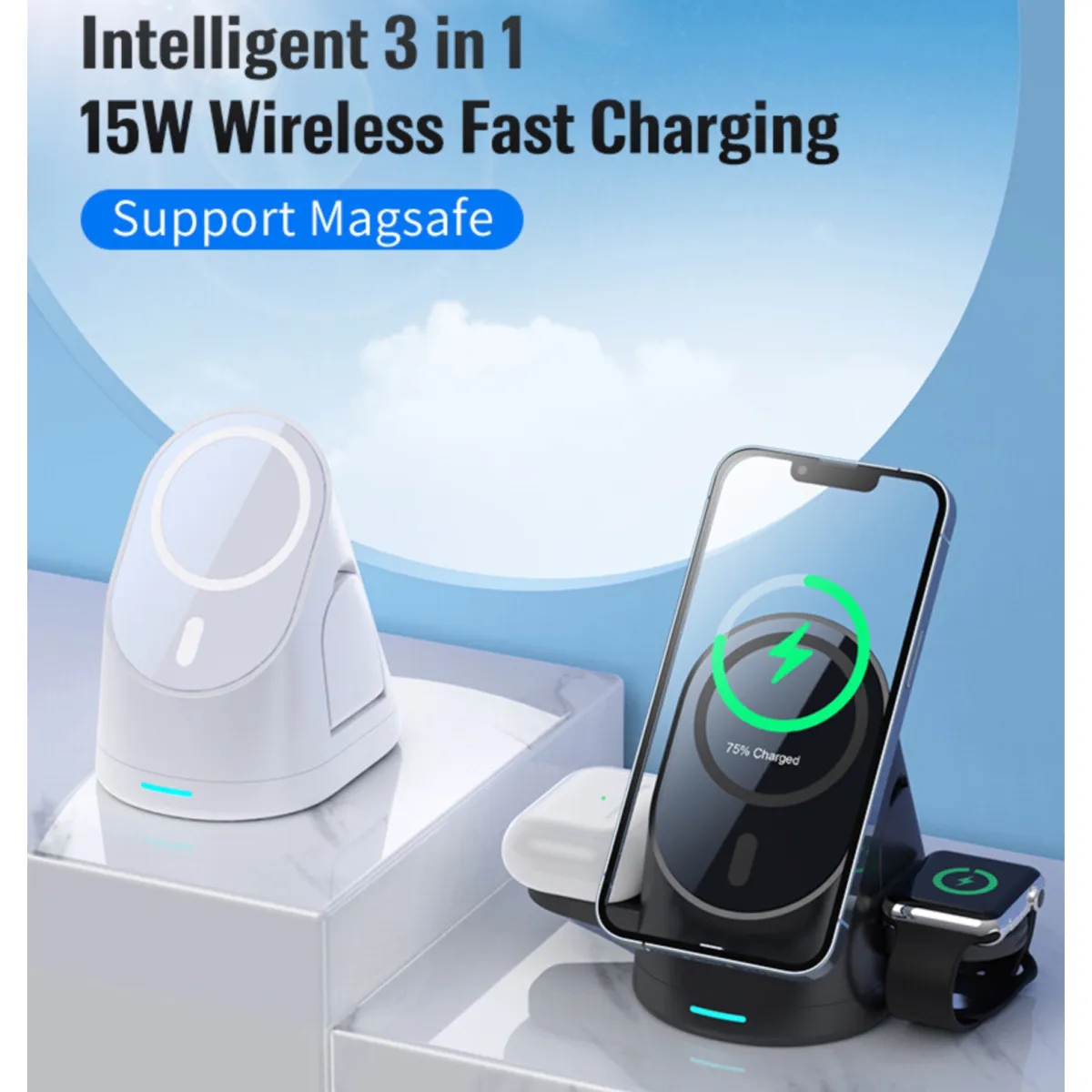 3in1 Wireless Charging Station Multiple Devices Fast Charger 7