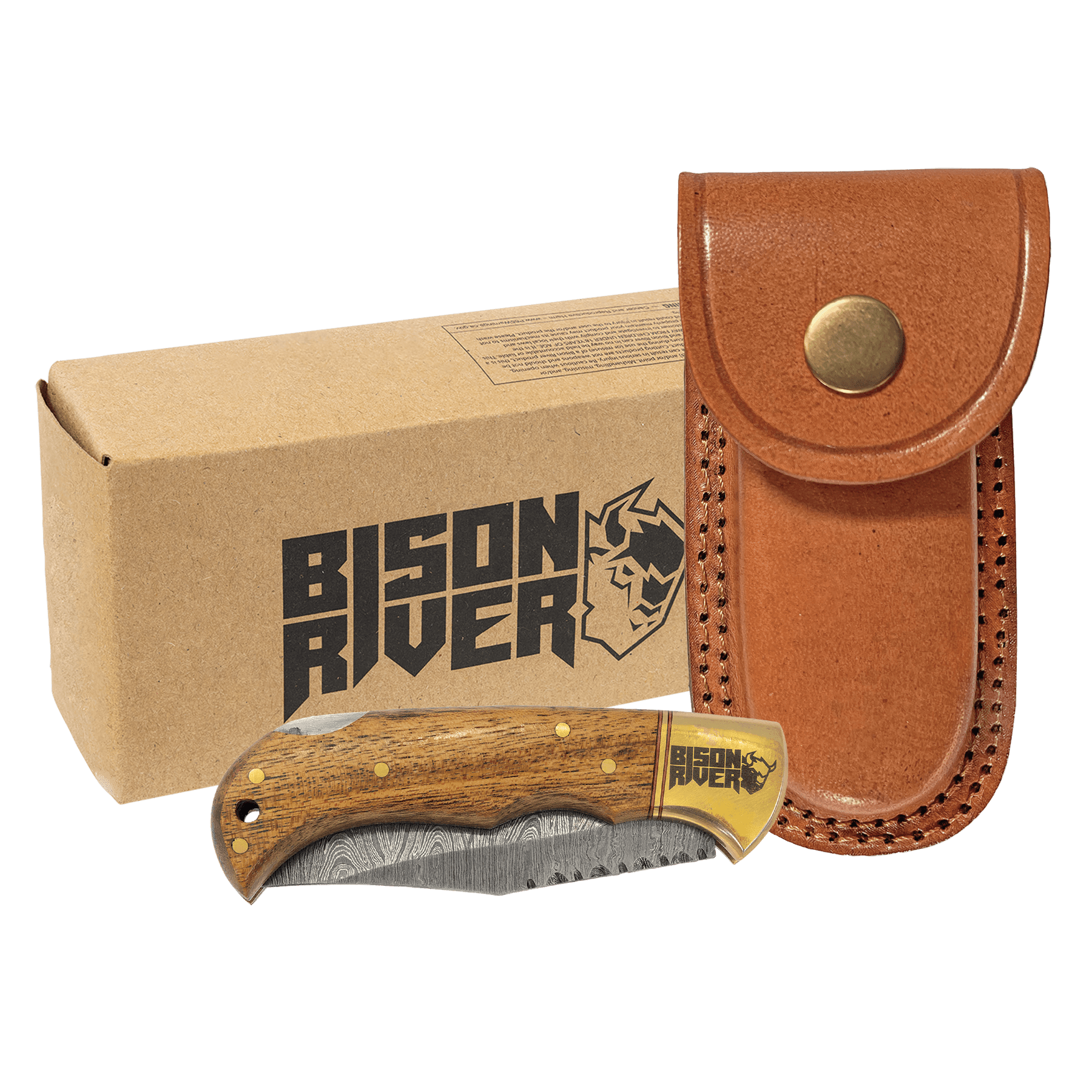 Bison River 3.75" Wood Folding Knife 1
