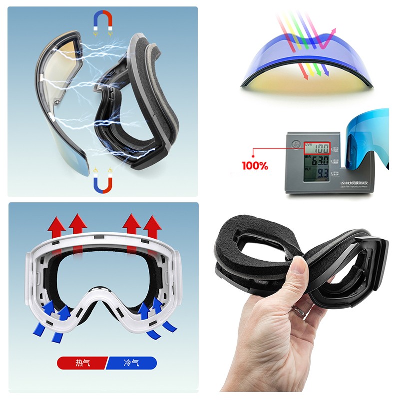 Magnetic Anti-Fog UV400 Protection Ski Goggles with Day & Night 2 Lenses 1