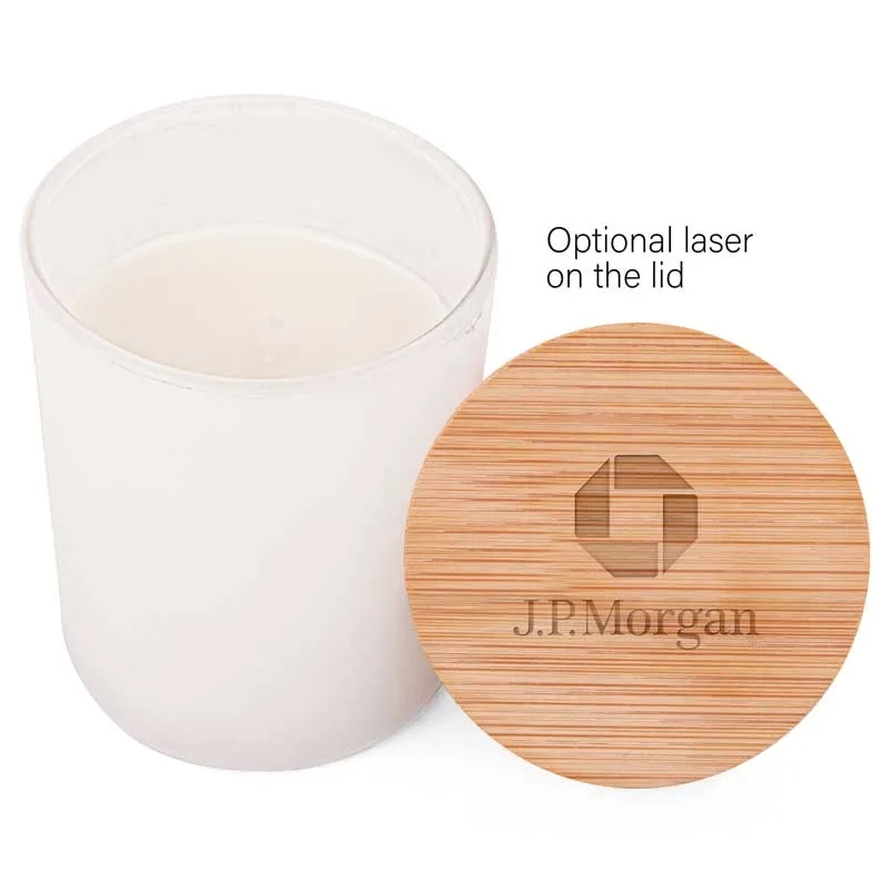 Vanilla-Scented Soy Wax Candle in Glass Jar w/Bamboo Lid (La 6