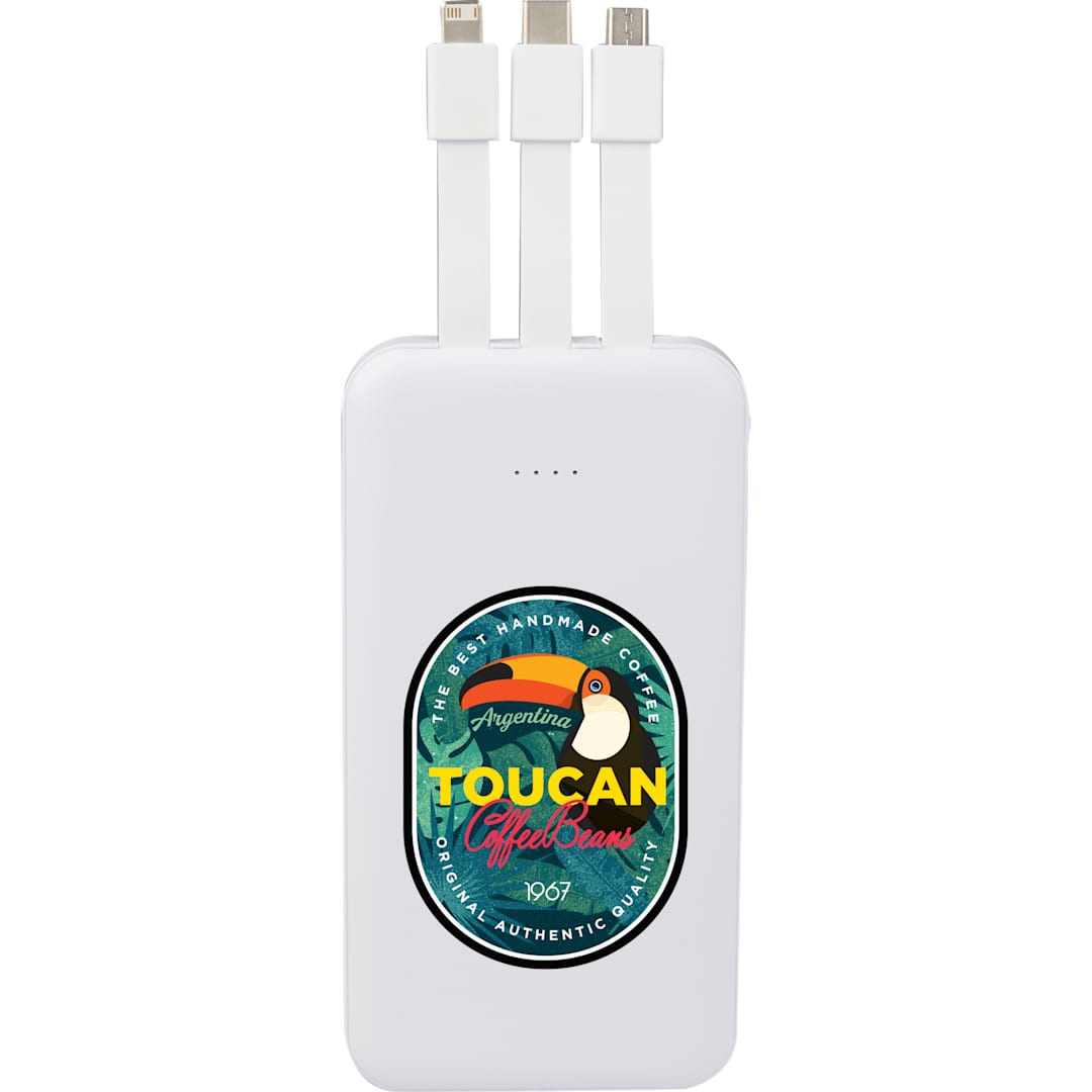 UL Listed 5,000 mAh Power Bank with Multi-Cables 16