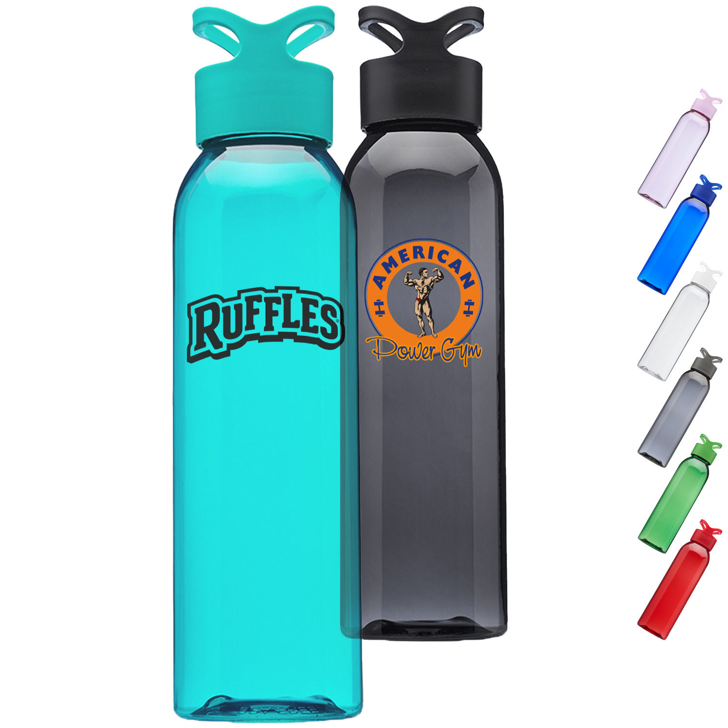 Gym Water Bottle w/ Carrying Loop 22 oz. Plastic Bottles 2