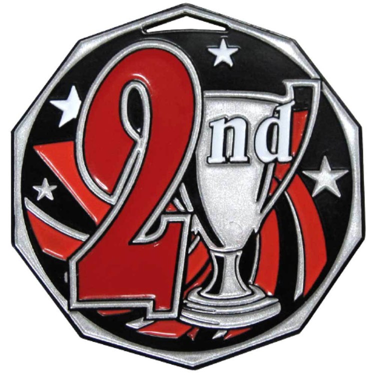 2nd Place Decagon Colored Medallion (2") 1