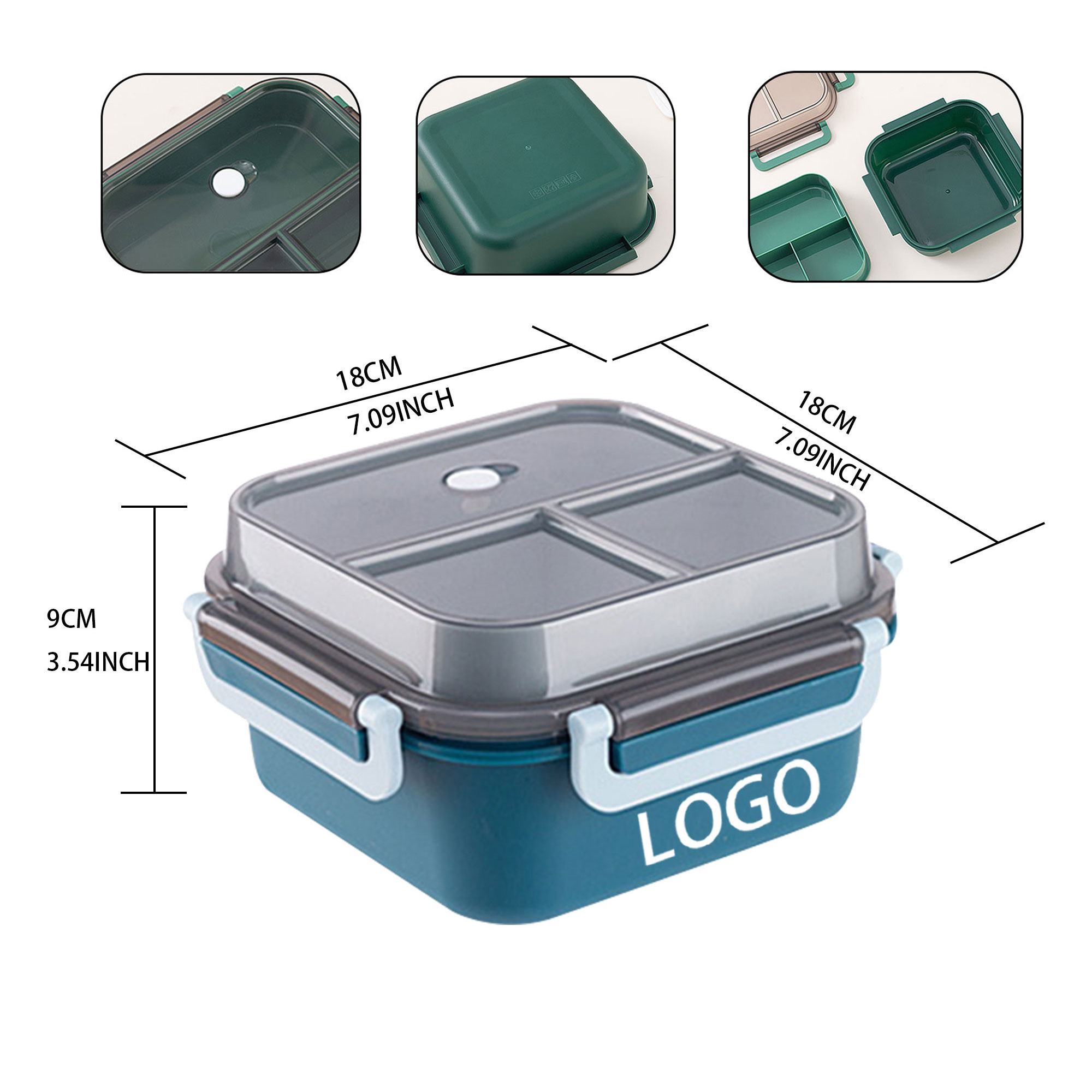 Plastic Dual - Layer Square Bento Box 2