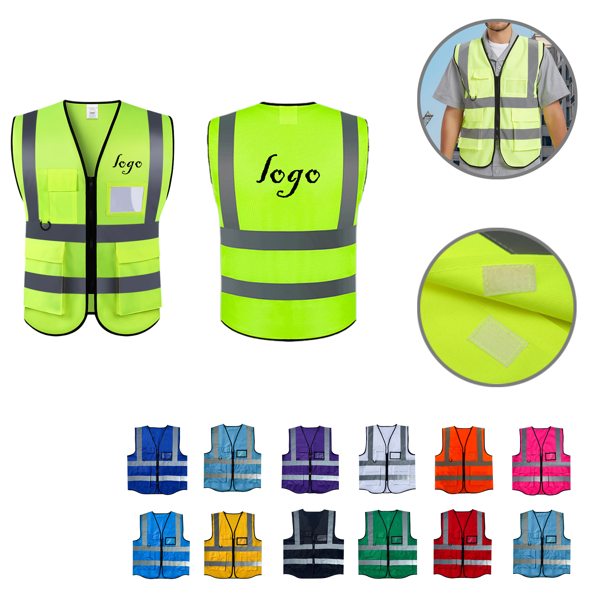 MOQ50 Reflective Multi-Pocket Safety Vest 9