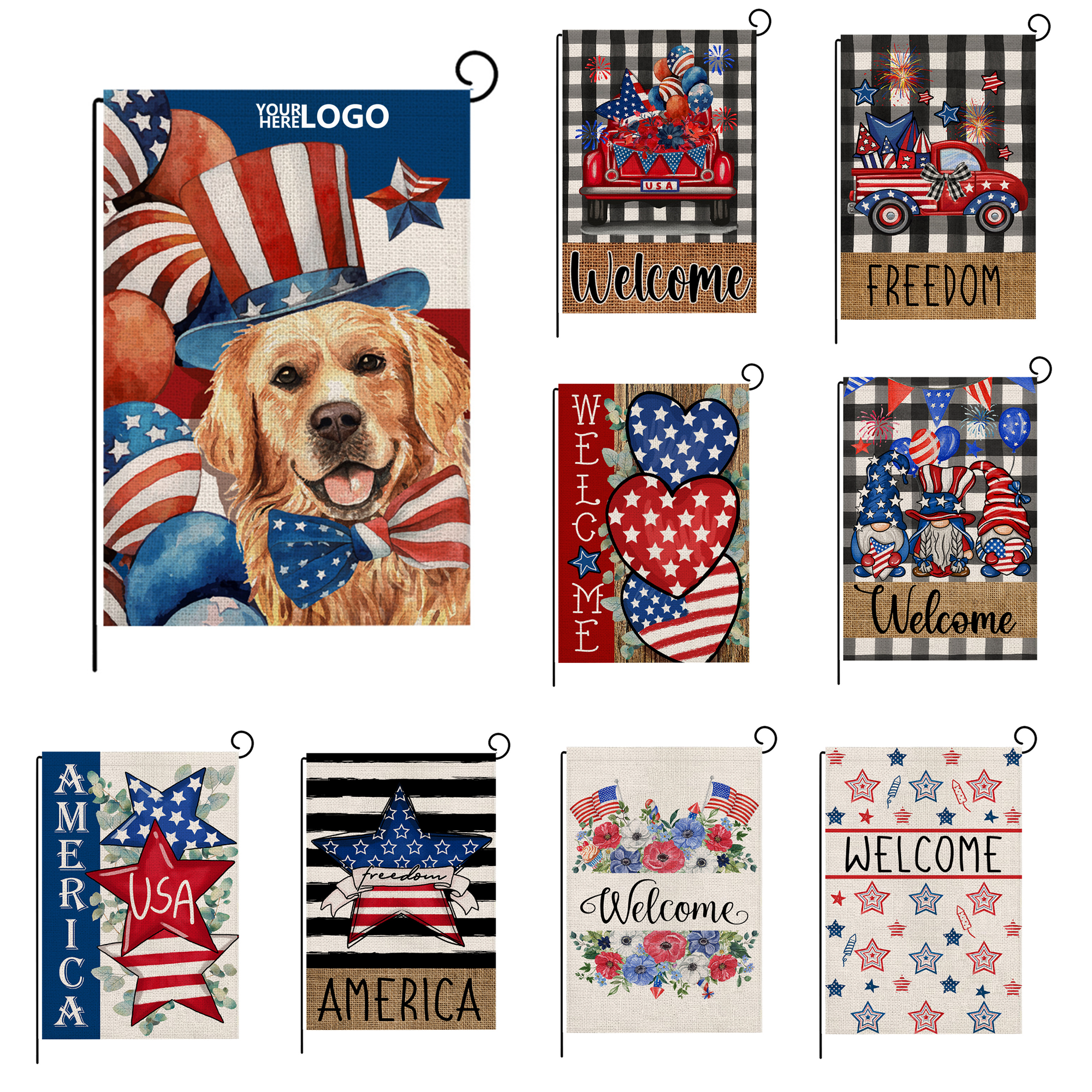 Printed Linen Polyester Decorative Flag 8