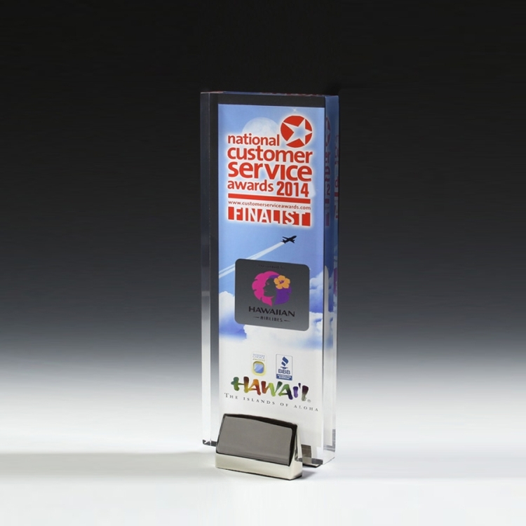 Rectangle Award w/ Chrome Base (3 1/2" x 9" x 3/4") - Screen Printed 6