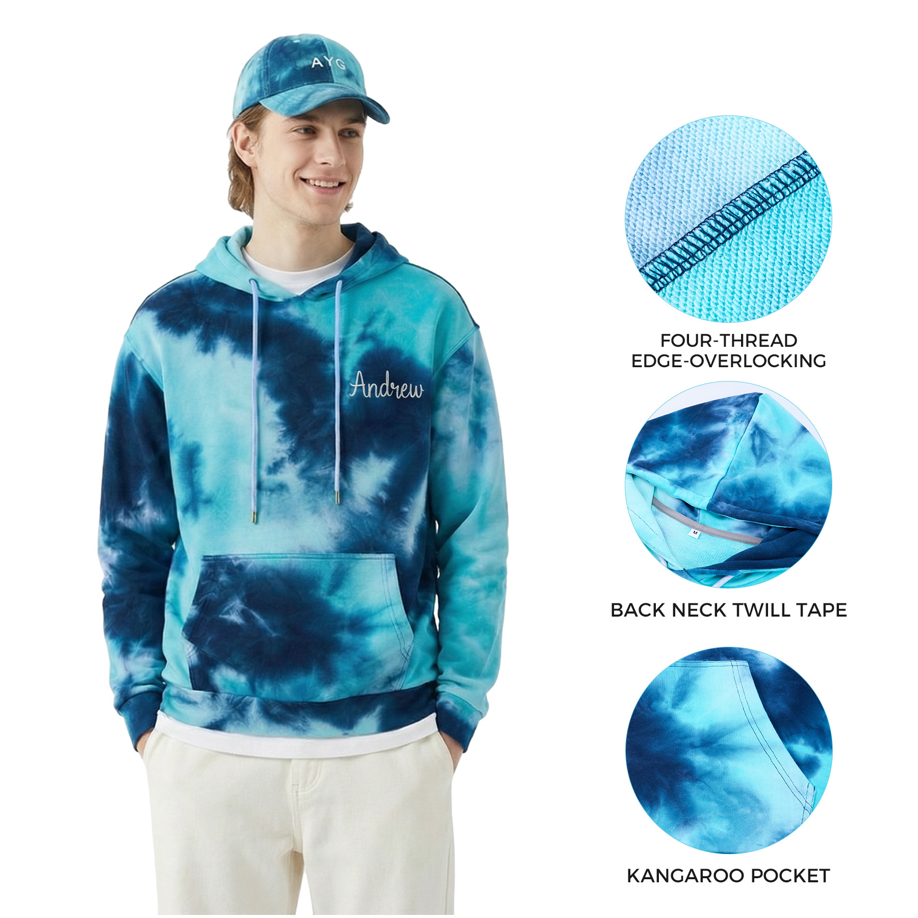 Classic Unisex Tie-Dyed Hooded Sweatshirt 9