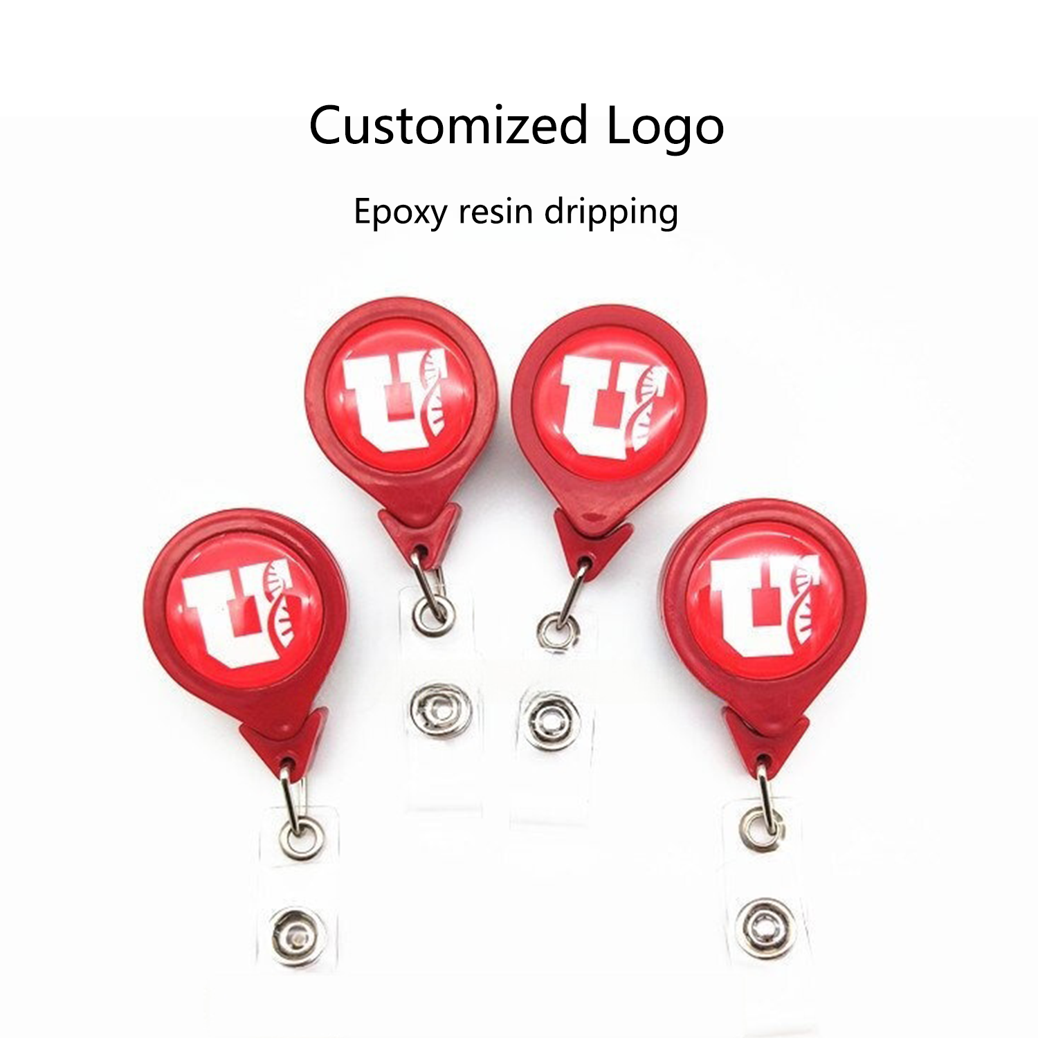 1.2"x3.1" anti twist retractable logo Name ID Badge Holder 4