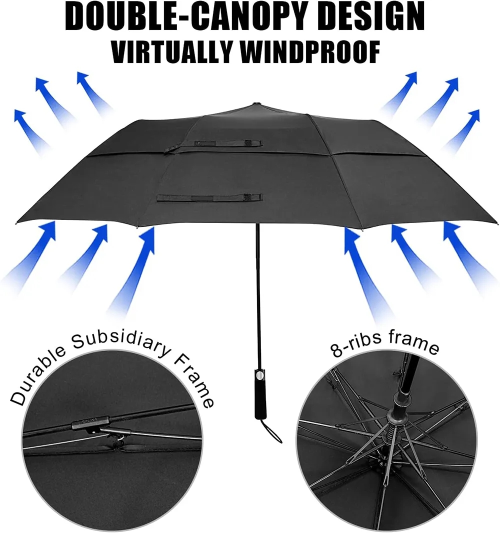 62" Arc Double Canopy Automatic Open Golf Umbrella 2