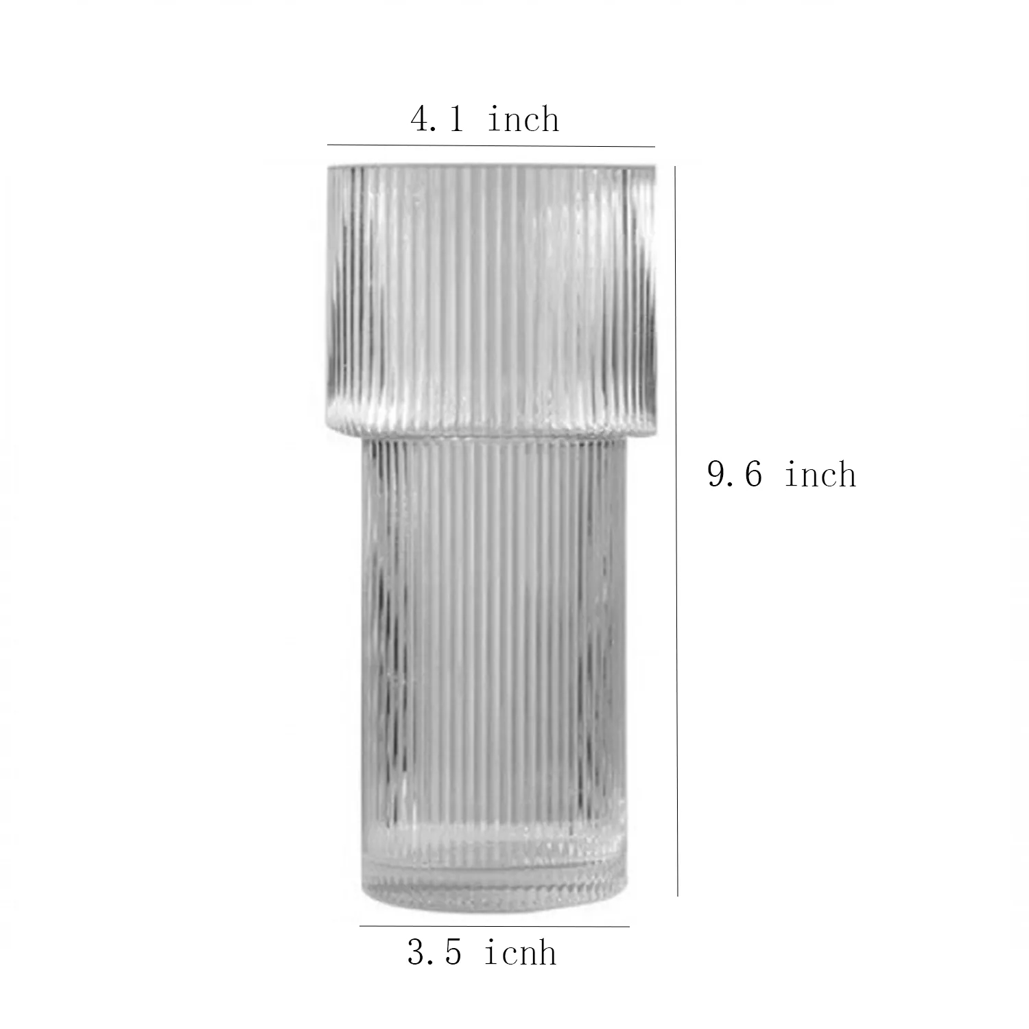 Modern Ribbed Large Cylinder Clear Glass Flower 2