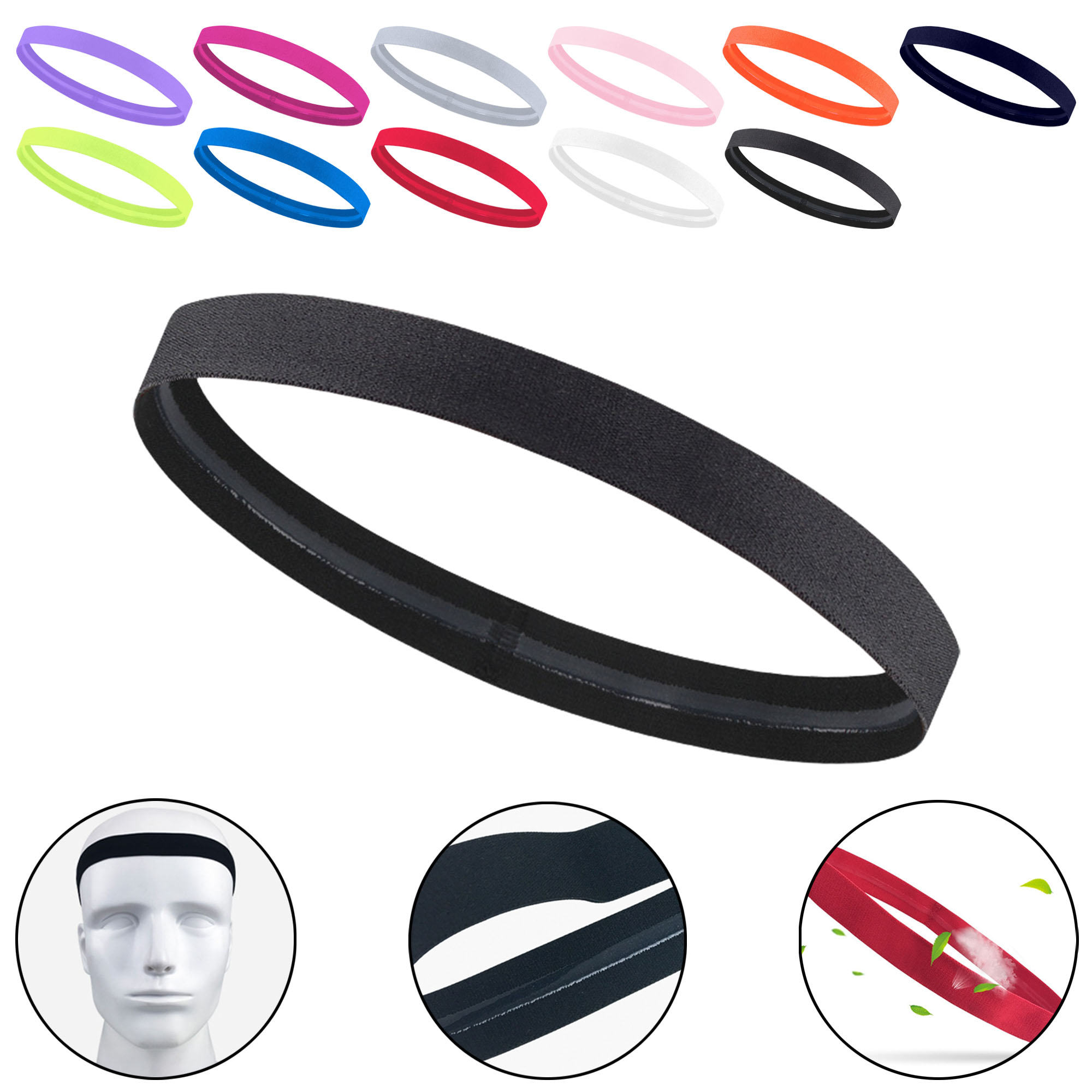 Non-Slip Silicone Sweatband for Sports, Running 10
