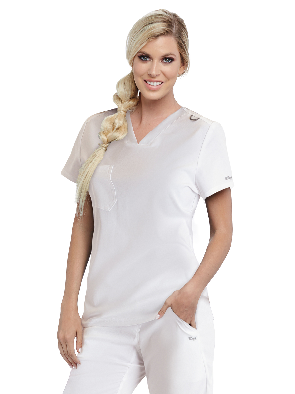 Grey's Anatomy Spandex Stretch - Women's One-Pocket Bree Tuck-In Scrub Top 17