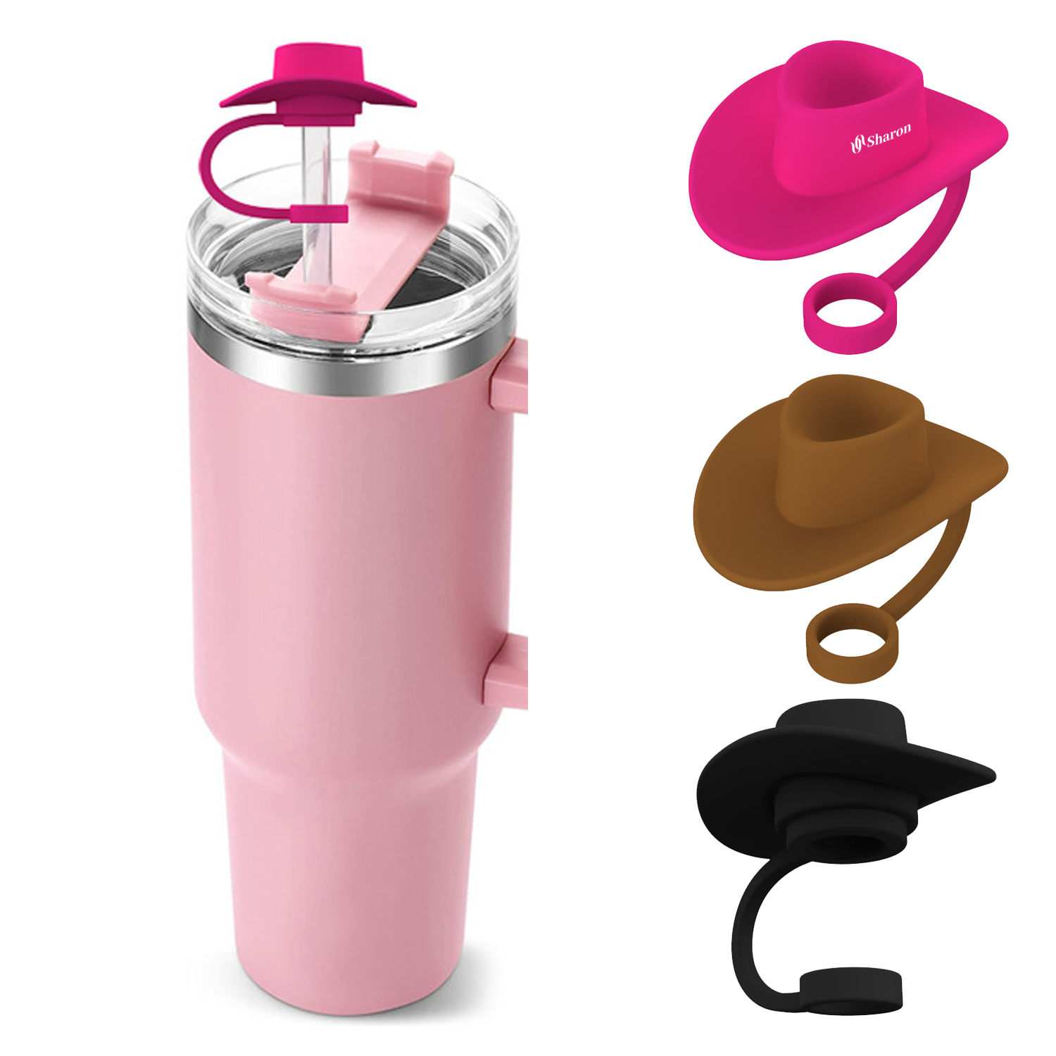 Cowboy Hat Silicone Straw Covers Compatible with Cup 2