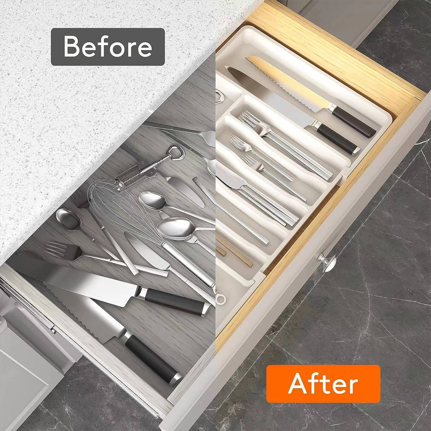 Plastic Expandable Utensil Tray 1