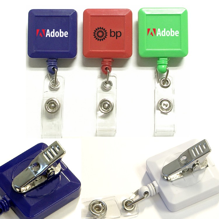 Retractable Badge Holder with swivel alligator clip on Back