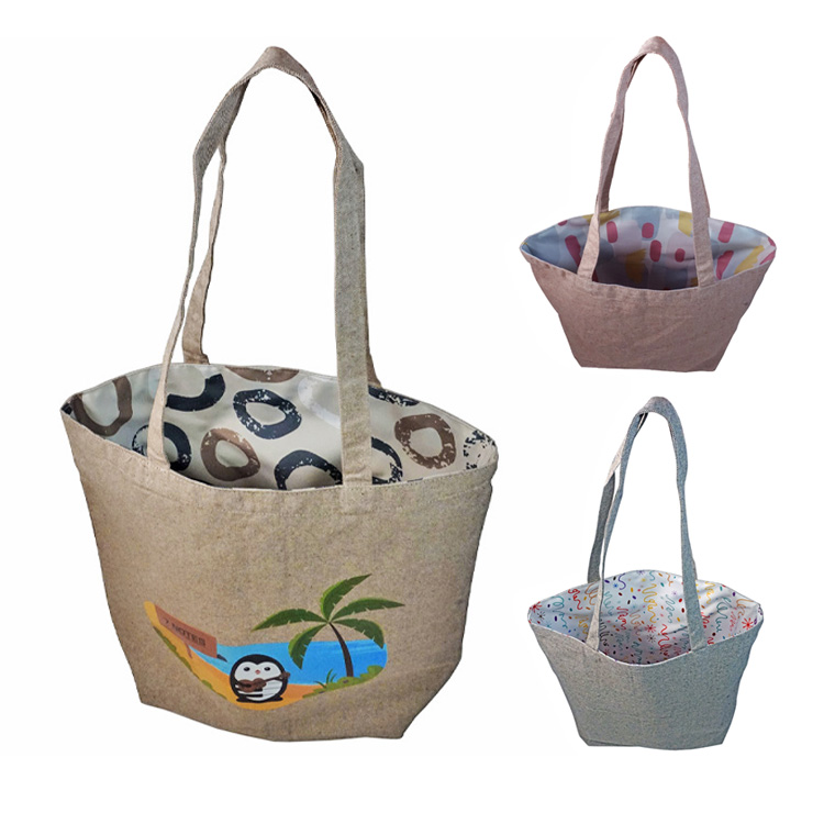 Super Sale- Reversible Colored Tweed Cotton Tote, custom tote bag with logo imprint 3
