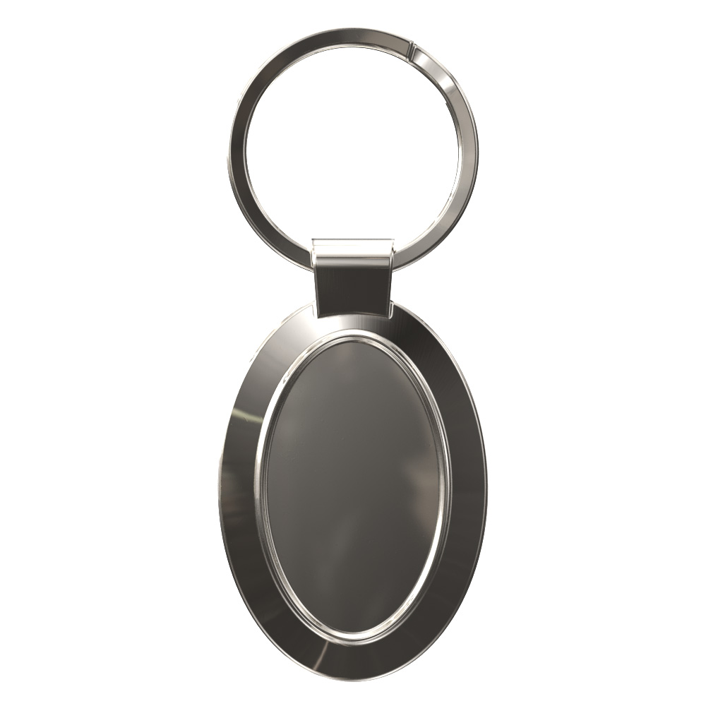 Vibraprint® Premium Bright Silver Oval Key Tag 1