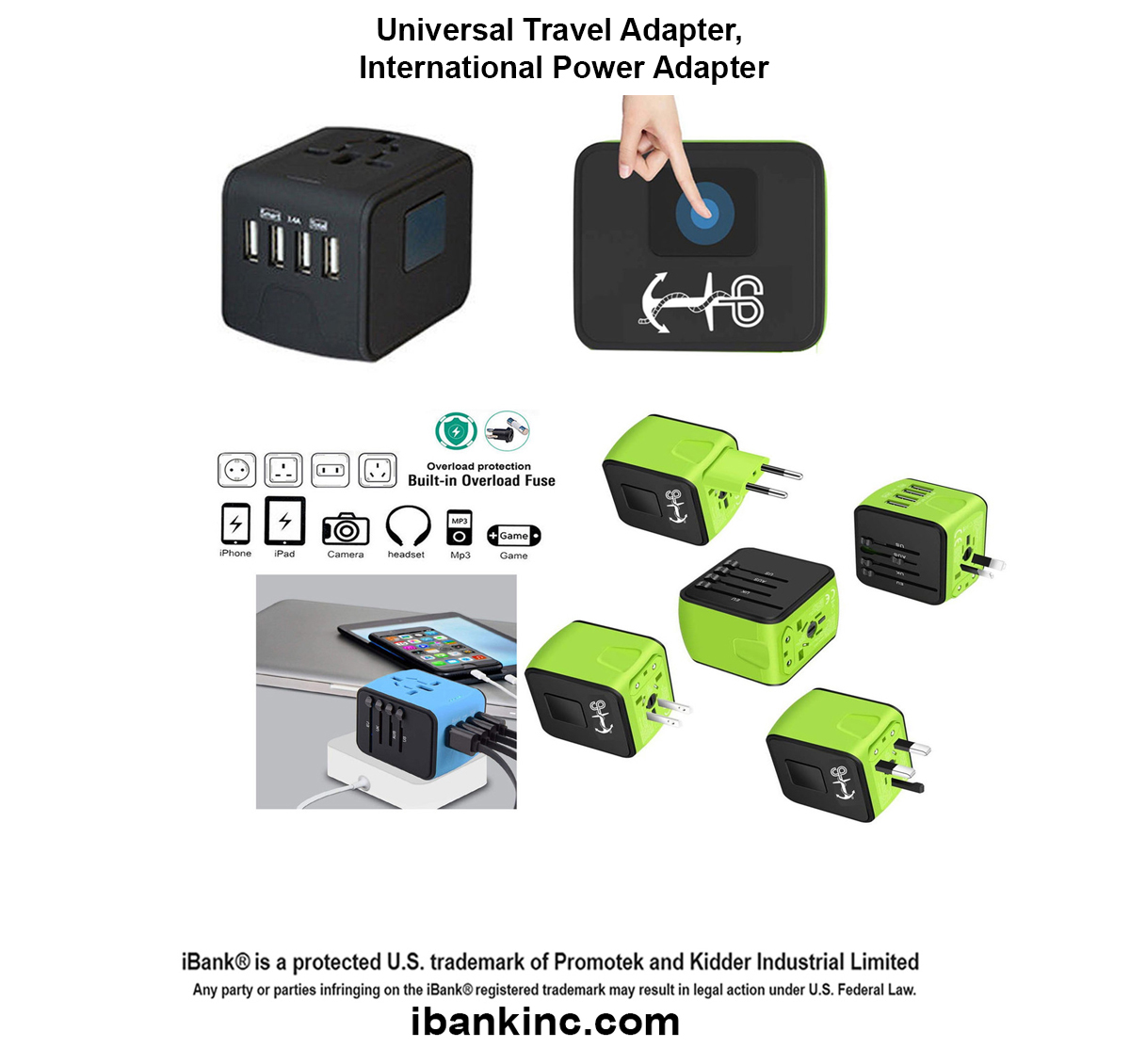 iBank ® Universal Travel Adapter, International Power Adapter 1