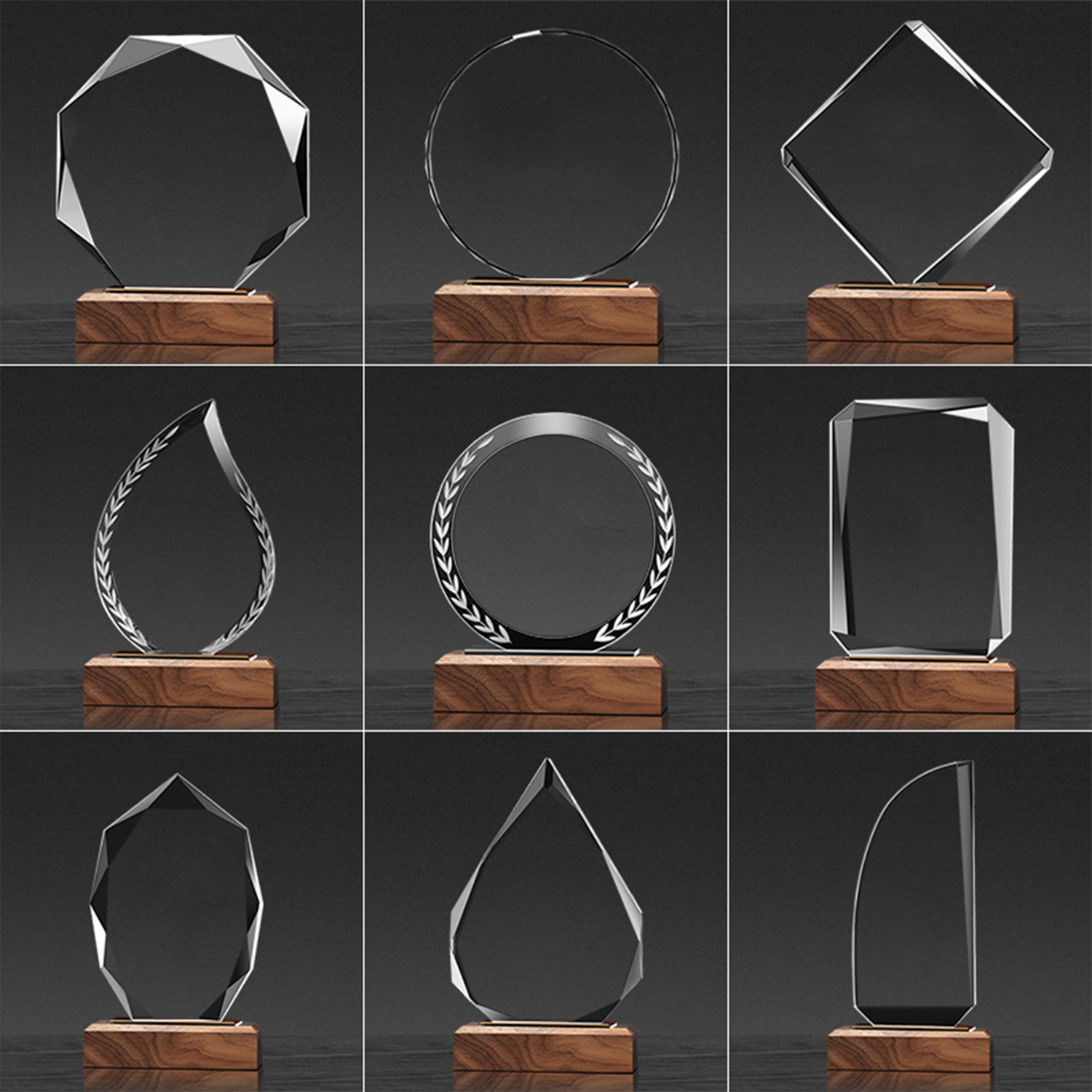 Crystal Trophy With Wood Base 3