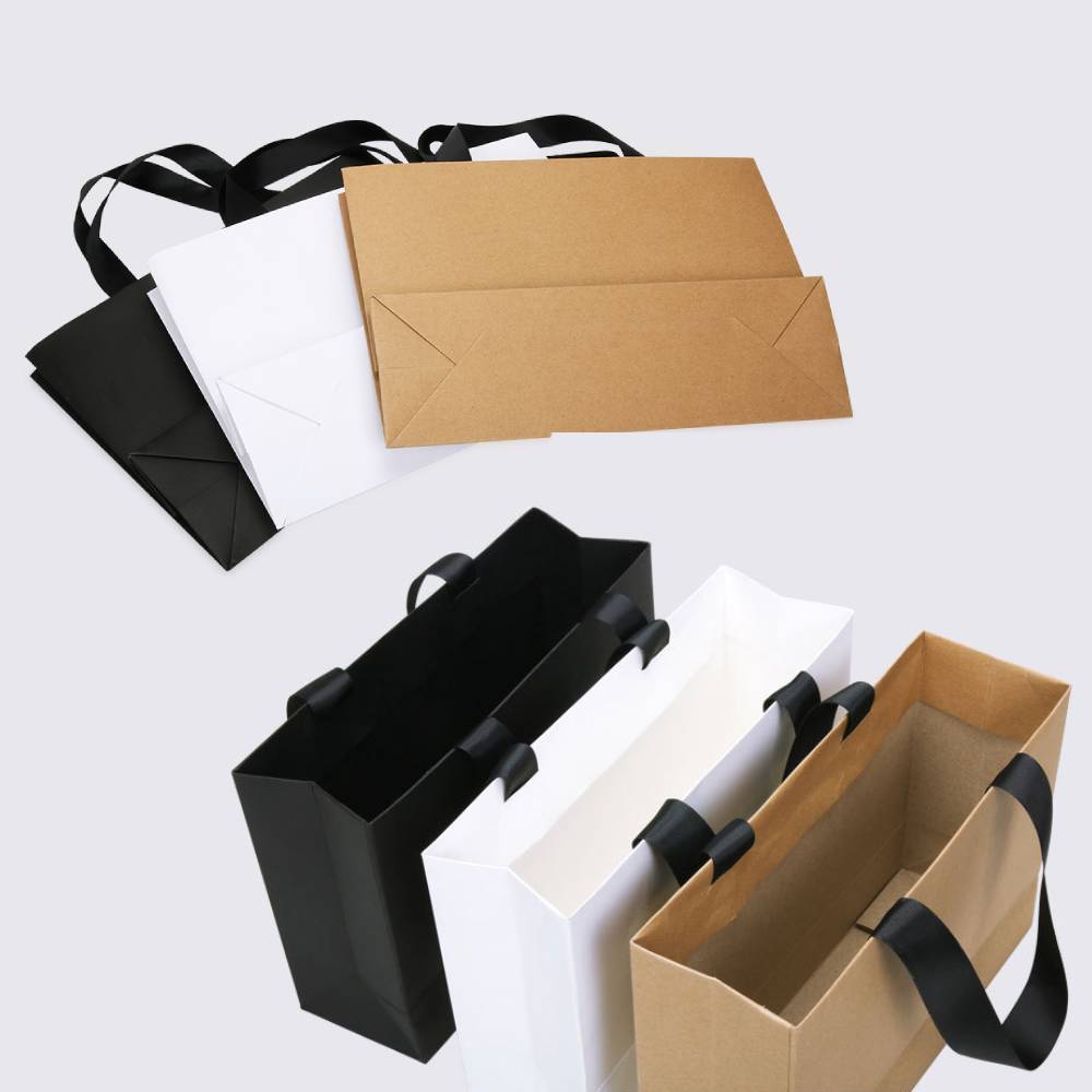 Black Eurotote Bag W/ Woven Handles (5 7/8" x 3 1/8" x 8 1/4") 2