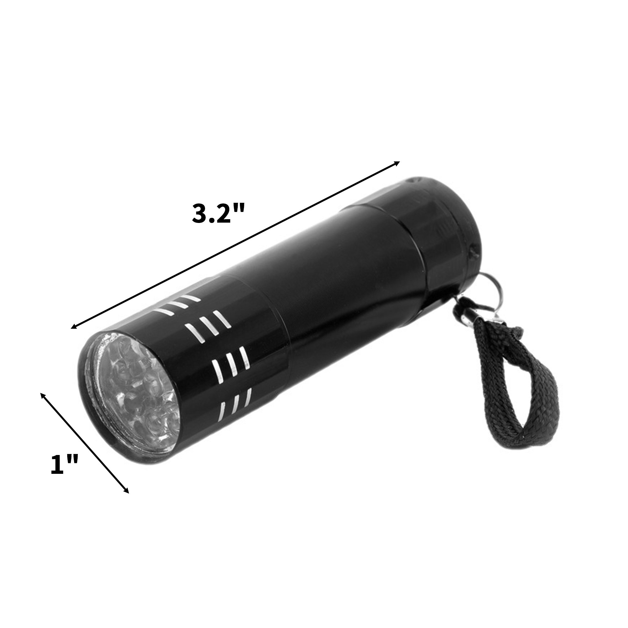 Aluminum Alloy Flashlight With Nine Led And Strap 3.2" 4