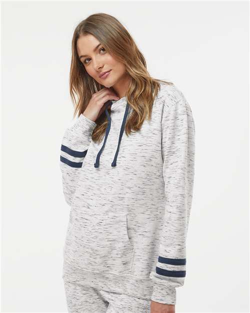 Women's Mélange Fleece Striped-Sleeve Hooded Sweatshirt - 8674 26