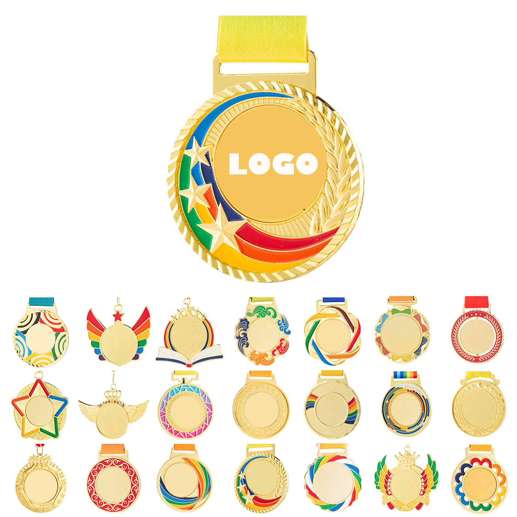 2.6" Diameter Award Metal Medal Medallion With Ribbon 2