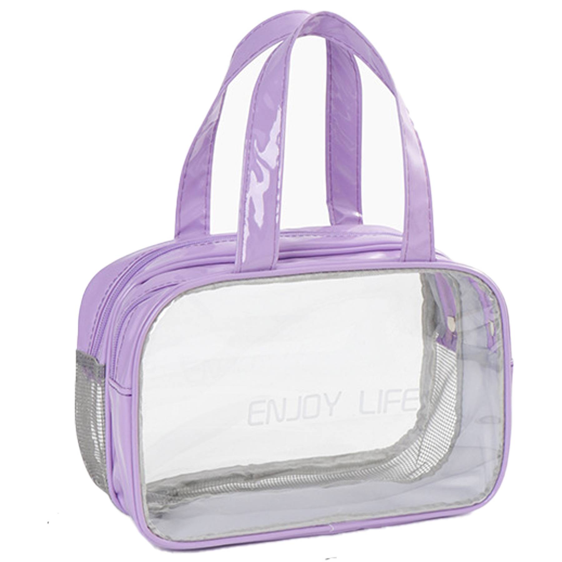 PVC Clear Dry Wet Separation Makeup Bag Handbag 9