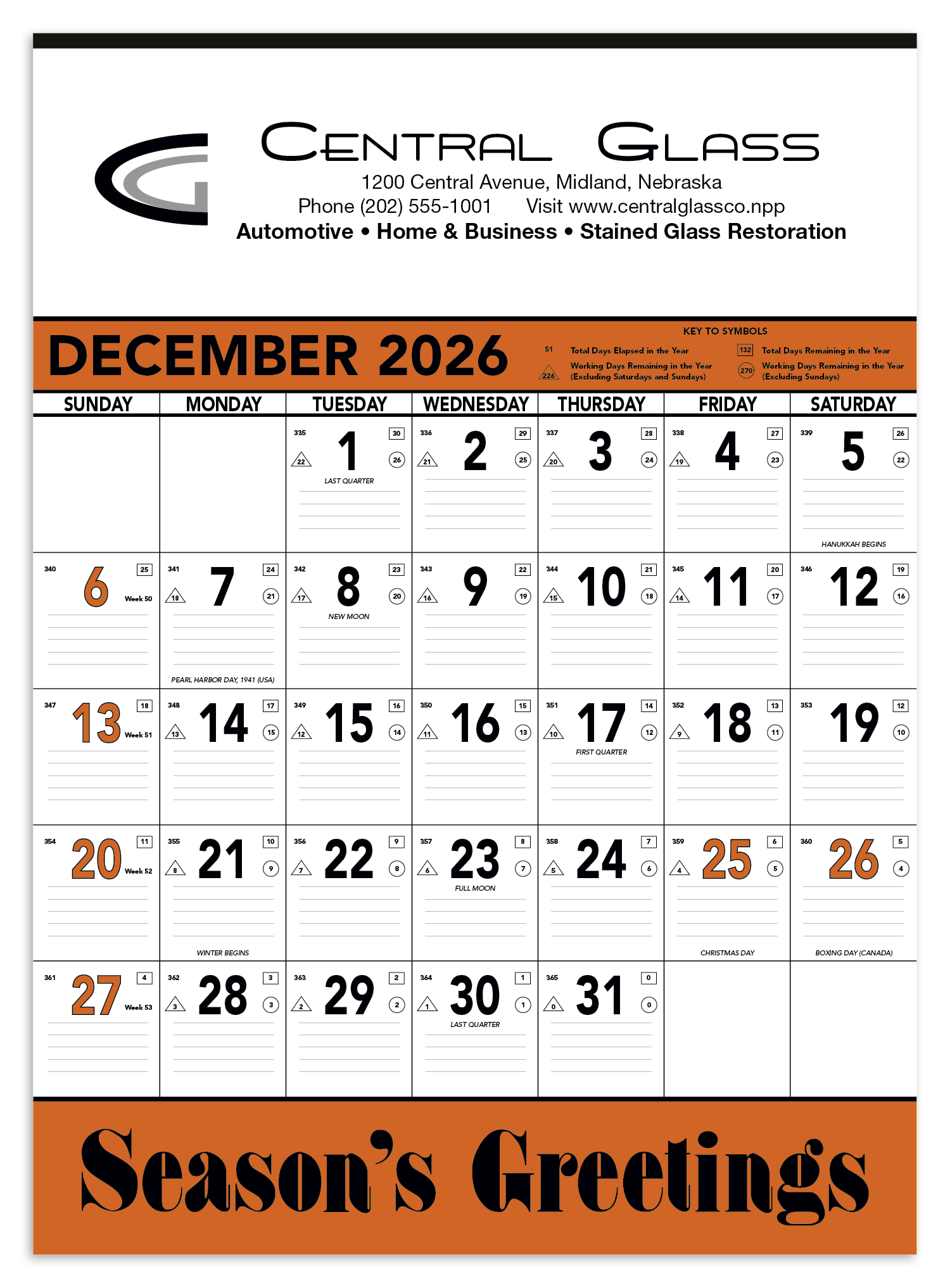 Triumph® Calendars Orange & Black Contractor Memo Calendar 7