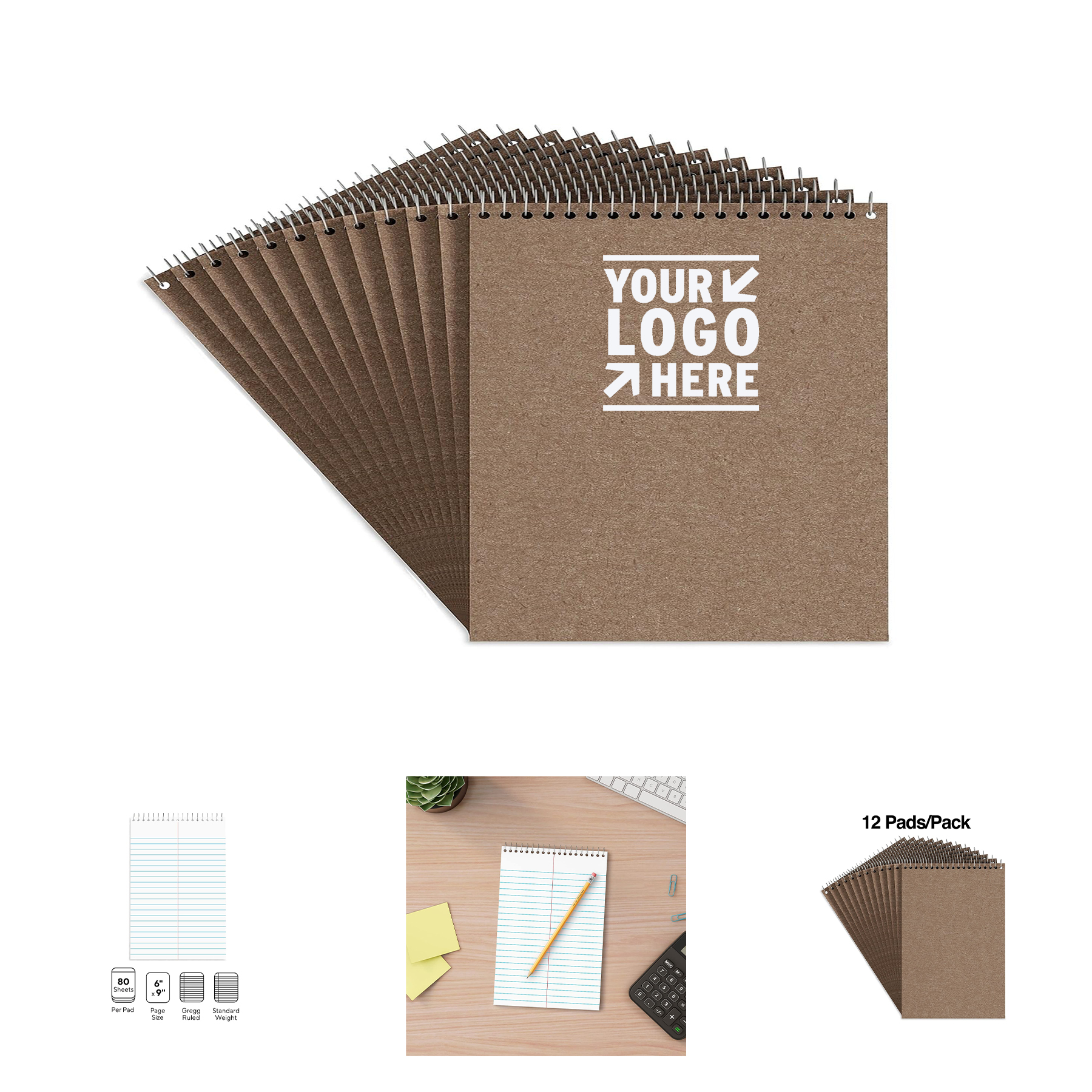 6" x 9" Gregg Ruled White 80 Sheets Recycled Steno Book 2