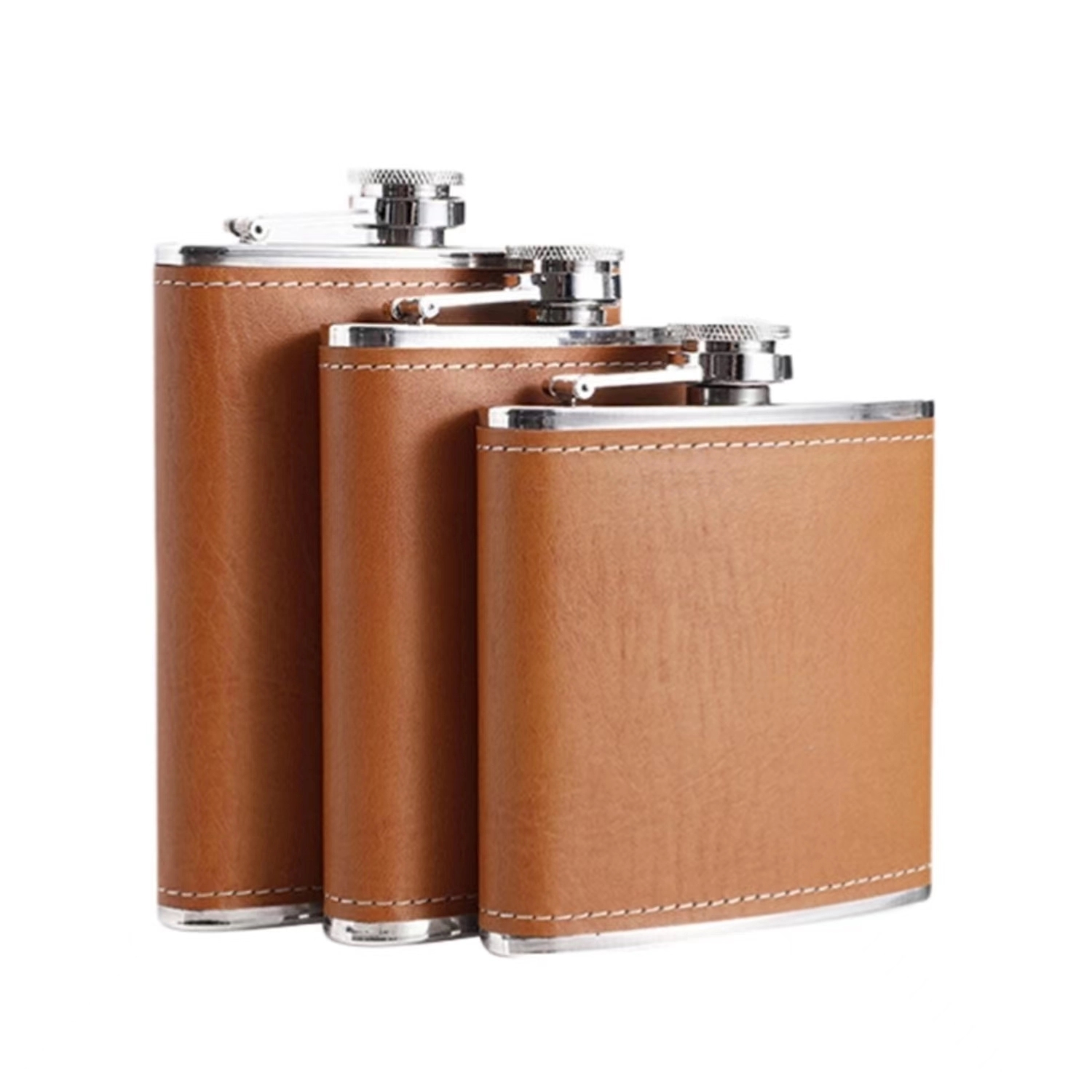 Custom 6 / 7 / 8 oz Stainless Steel Liquor Flask PU Surface 2