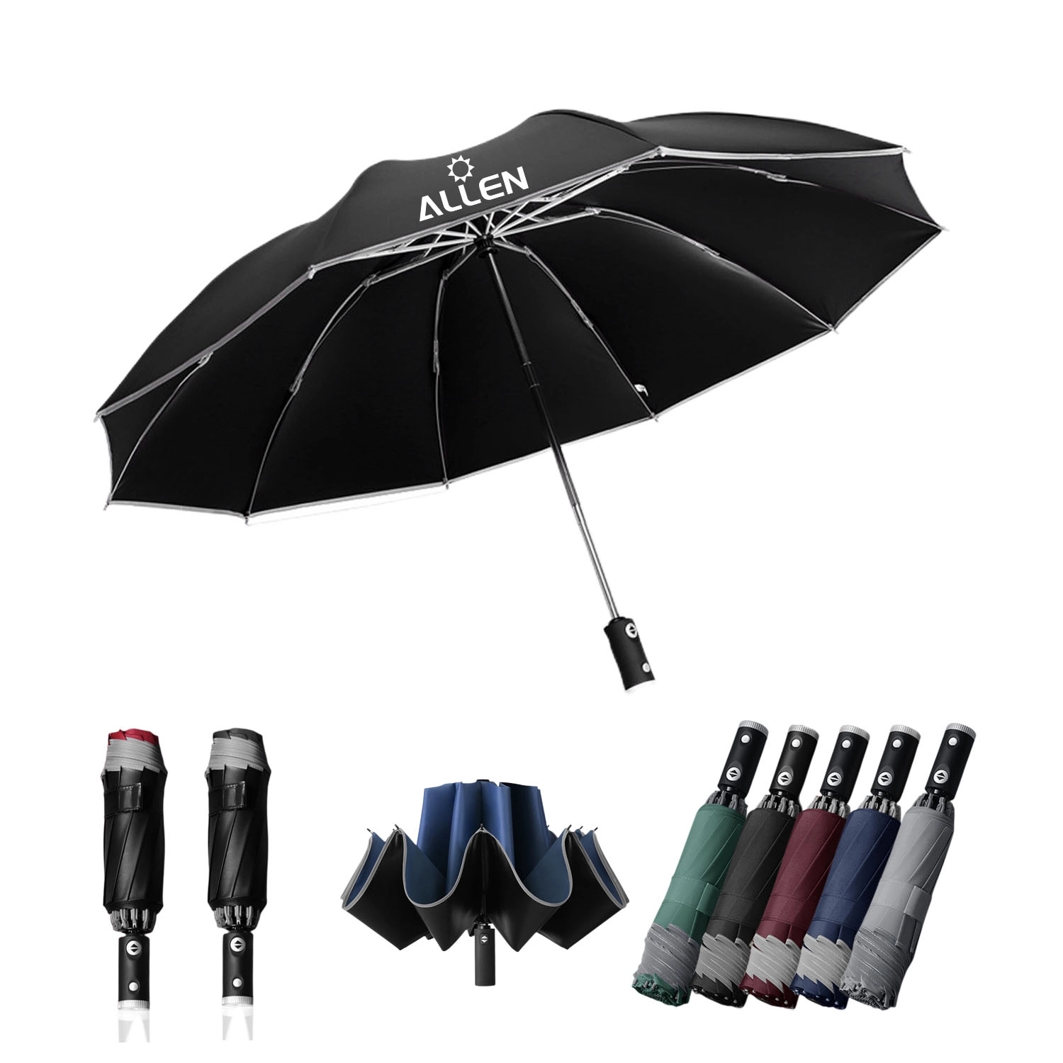 Auto-Open Reverse Folding Umbrella With Led 2