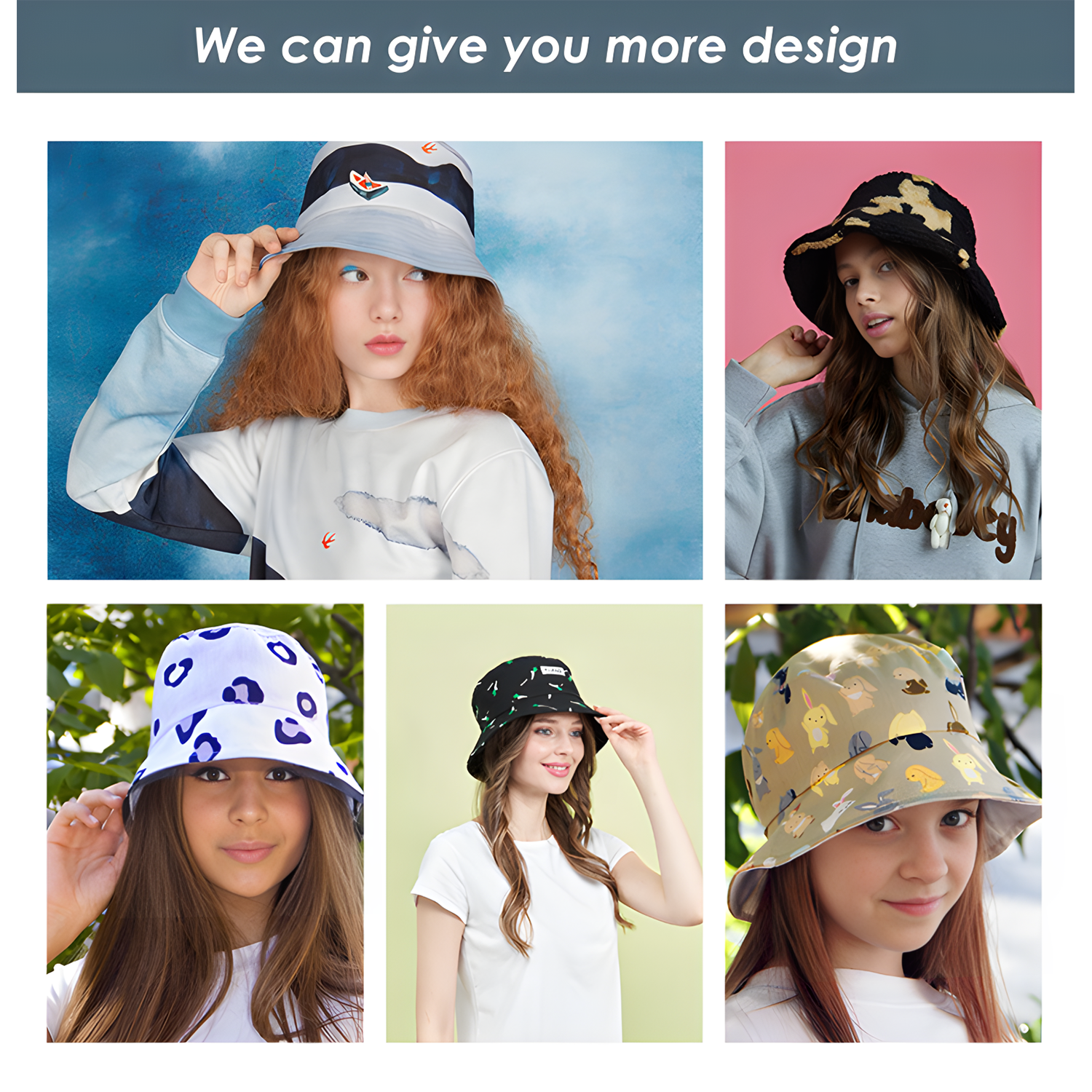 Outdoor custom Logo Fisherman Safari Bucket Hats w/ String 12