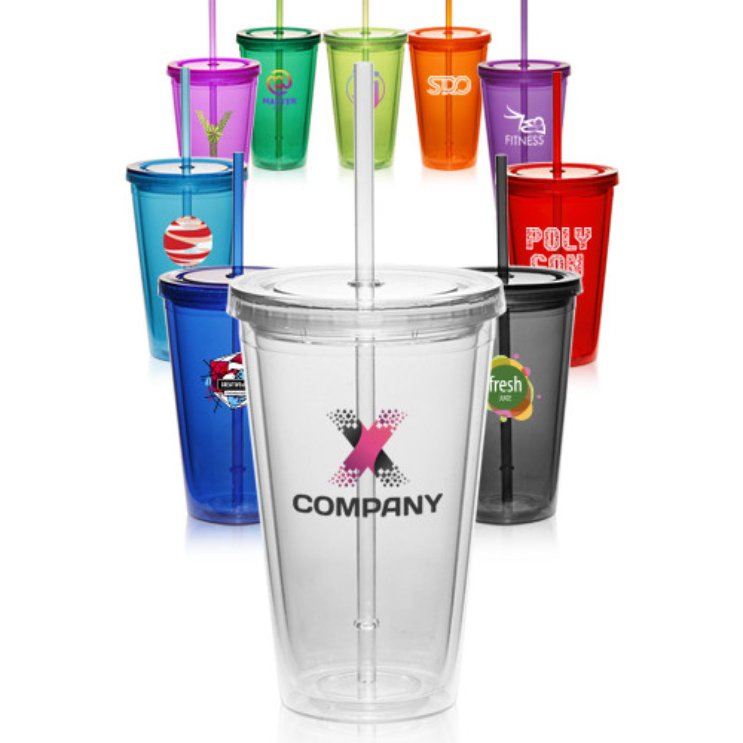 16 OZ. BPA Free Double Wall Acrylic Tumblers With Straws 3