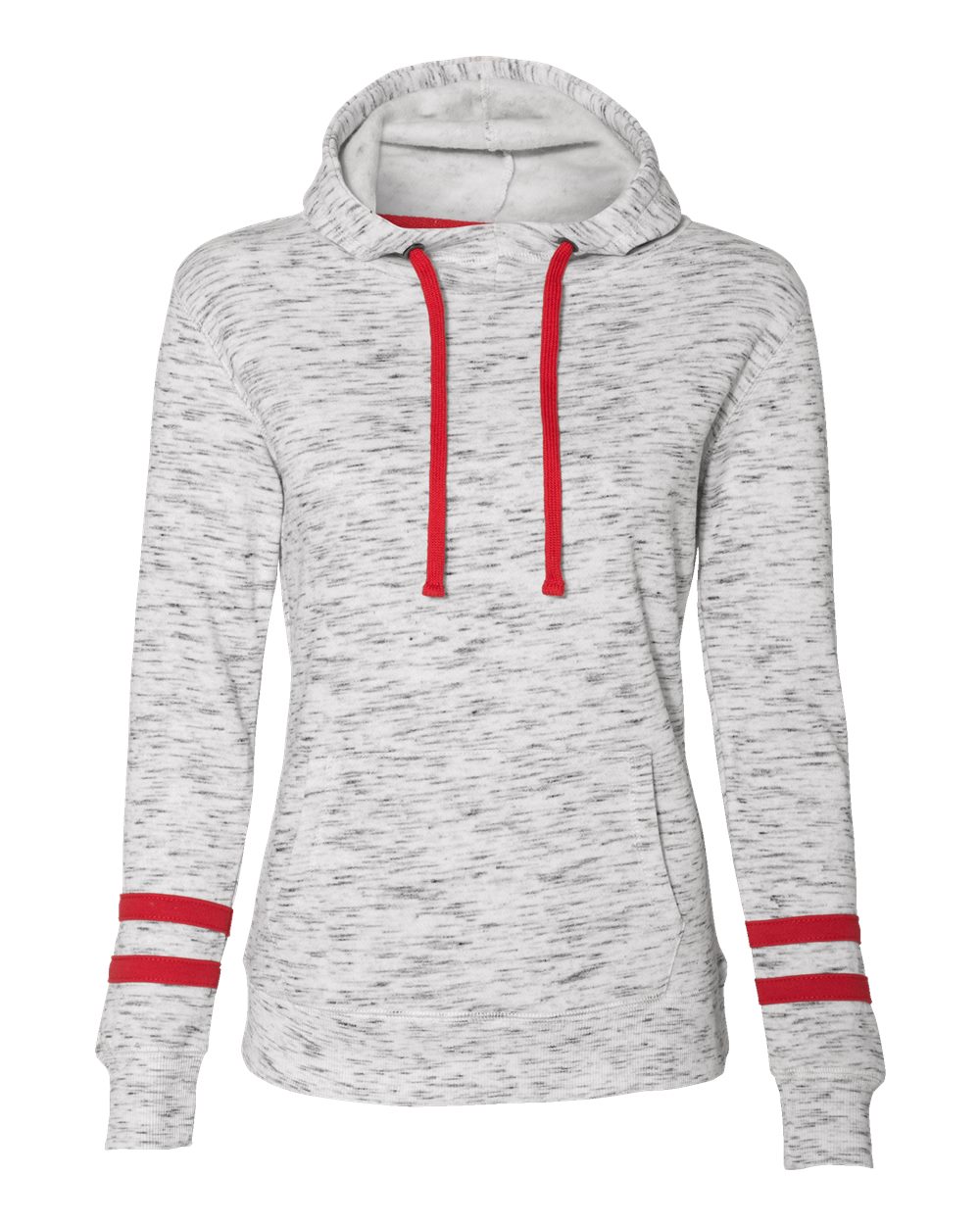 Women's Mélange Fleece Striped-Sleeve Hooded Sweatshirt - 8674 2