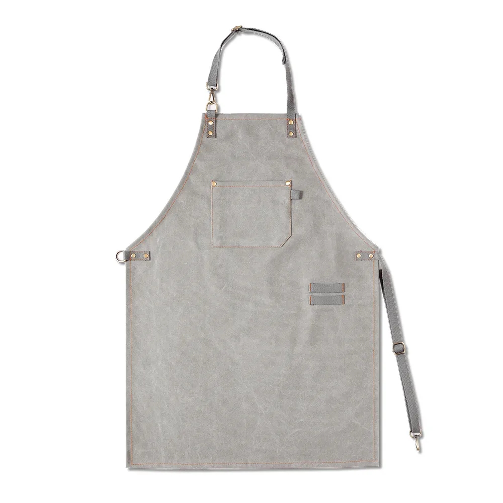 Adjustable Uniform Cafe Kitchen Working Canvas Bib Apron 3