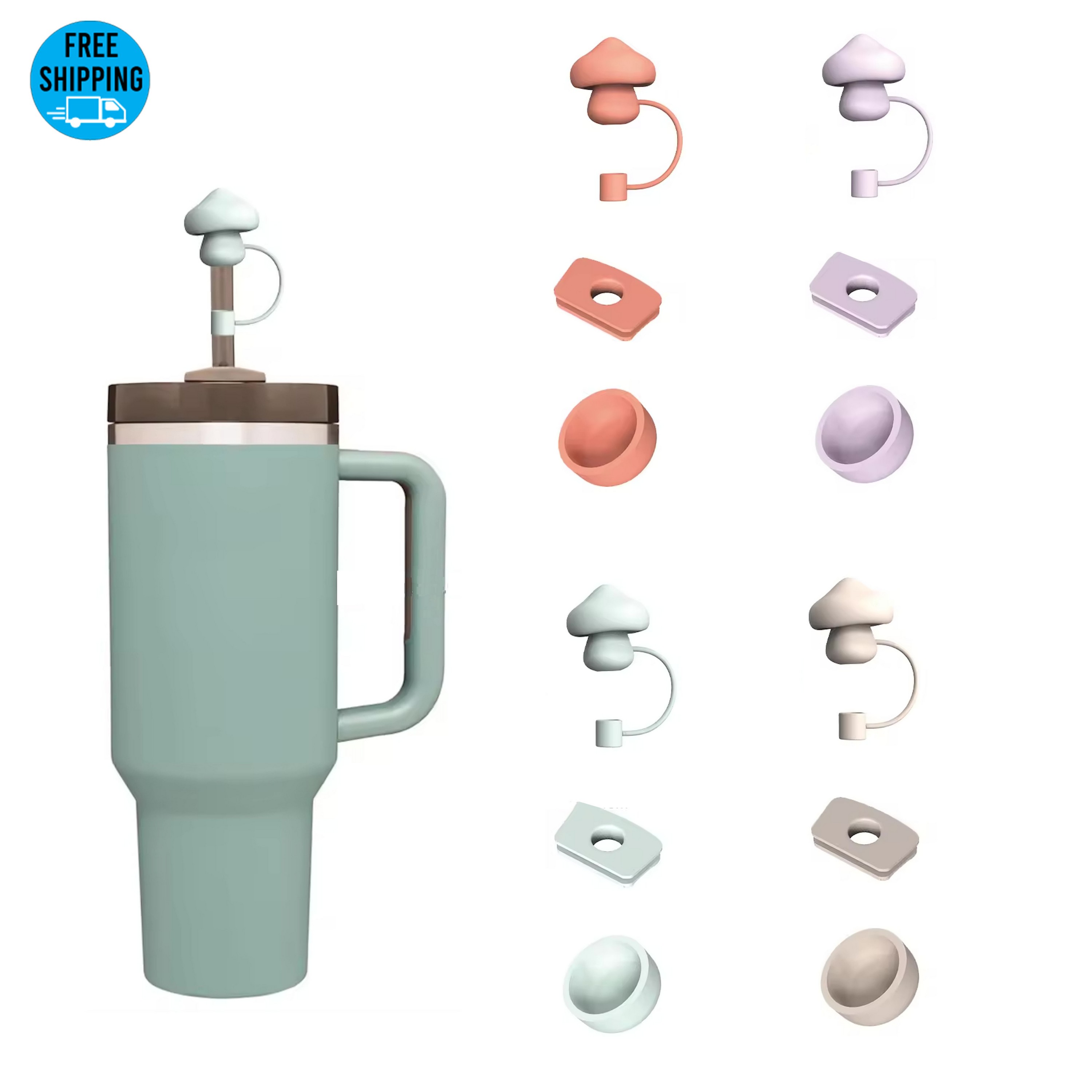 Silicone Reusable Dust-Proof Straw Topper Set 6